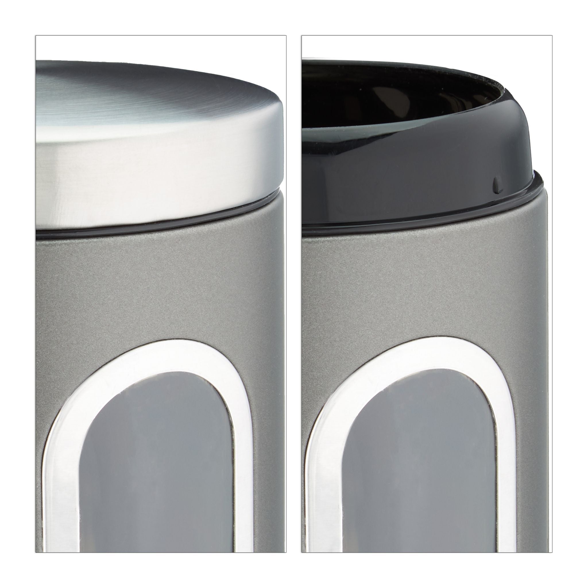Vorratsdose mit Sichtfenster Silber-Transparent-Grau von Relaxdays