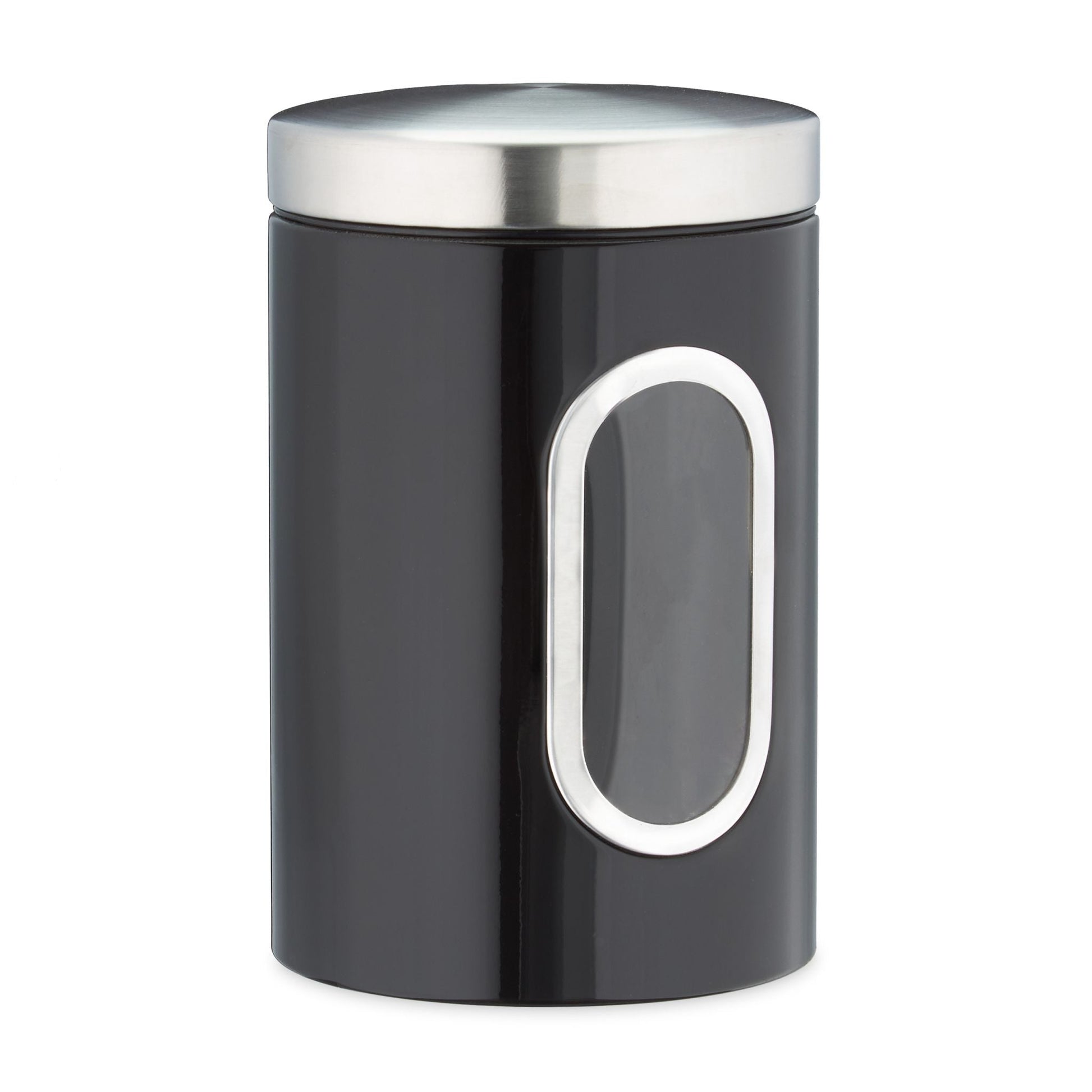 Vorratsdose mit Sichtfenster Schwarz-Silber-Transparent von Relaxdays