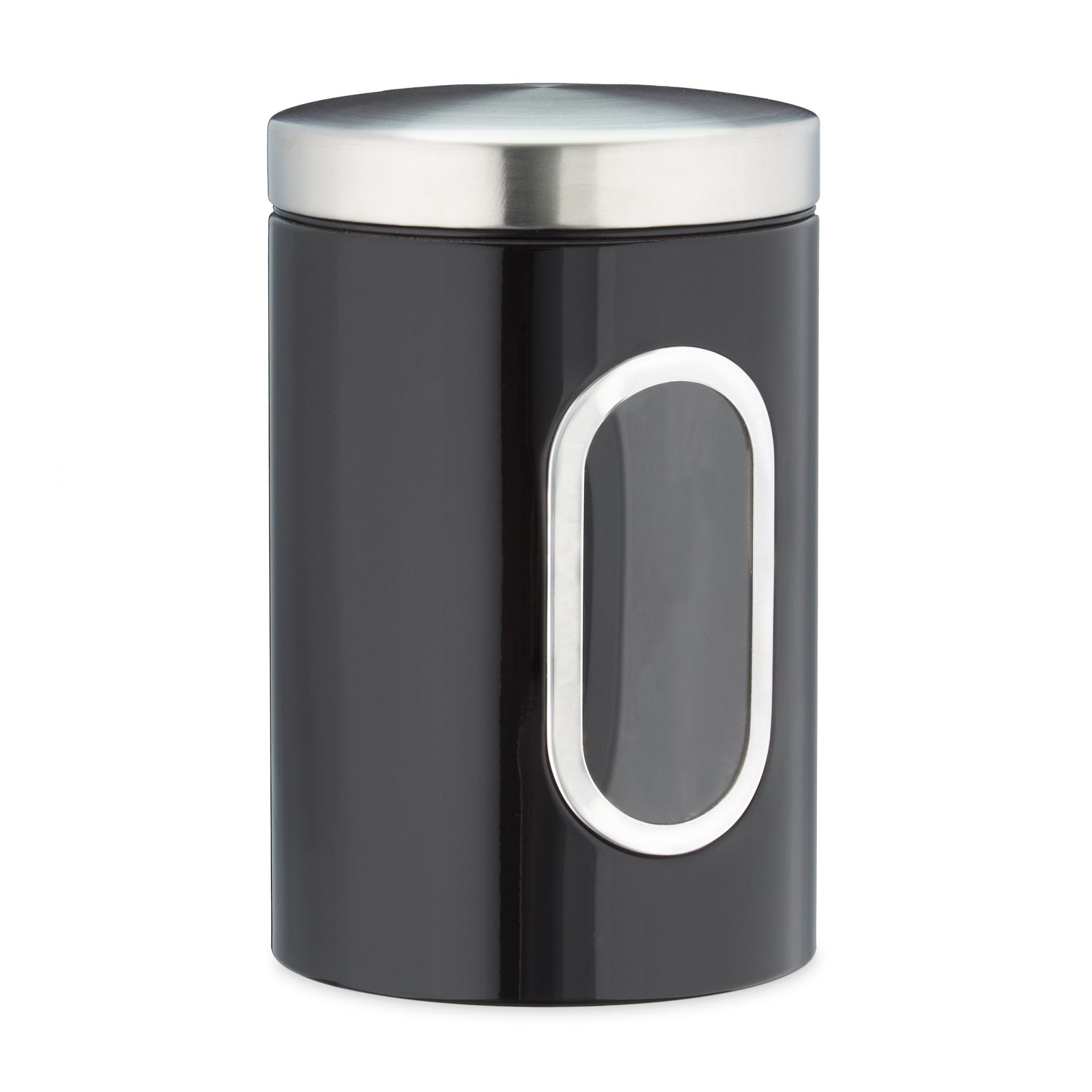 Vorratsdose mit Sichtfenster Schwarz-Silber-Transparent von Relaxdays