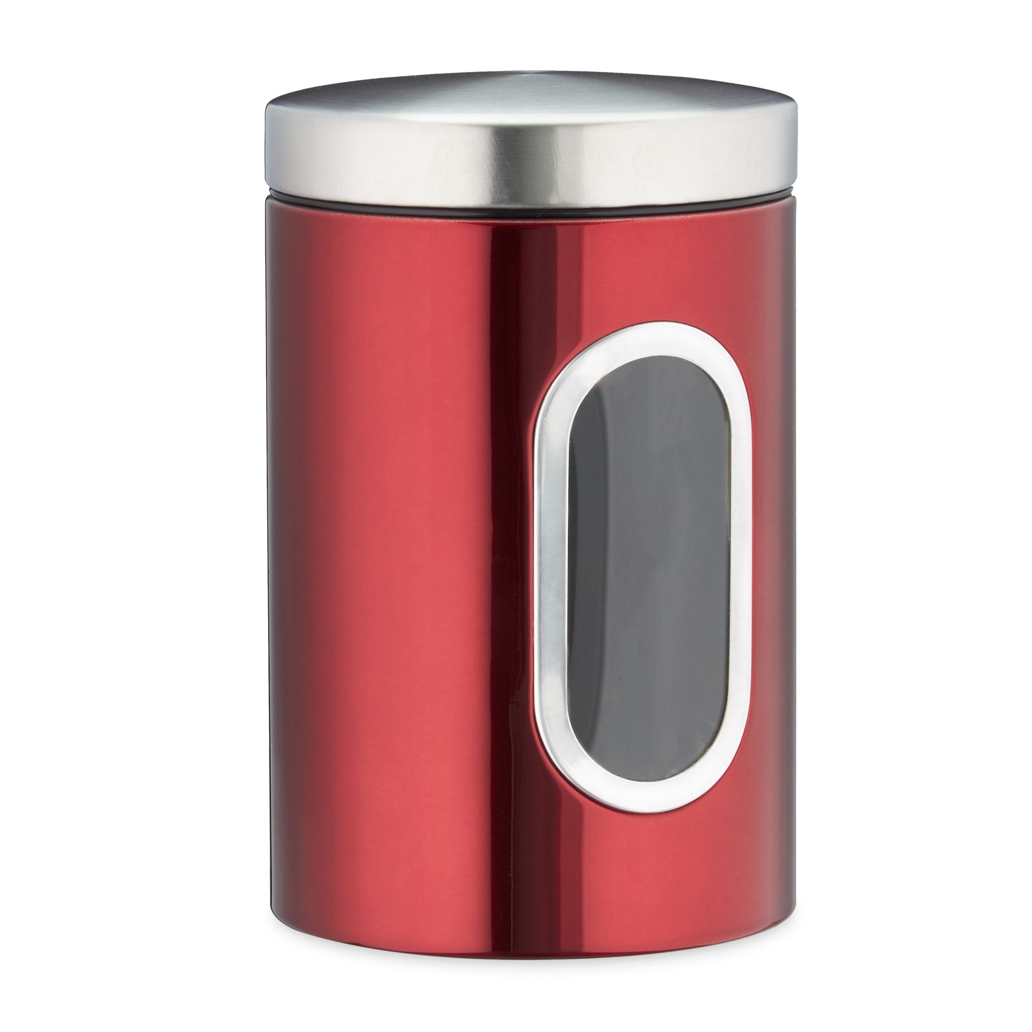 Vorratsdose mit Sichtfenster Rot-Silber-Transparent von Relaxdays