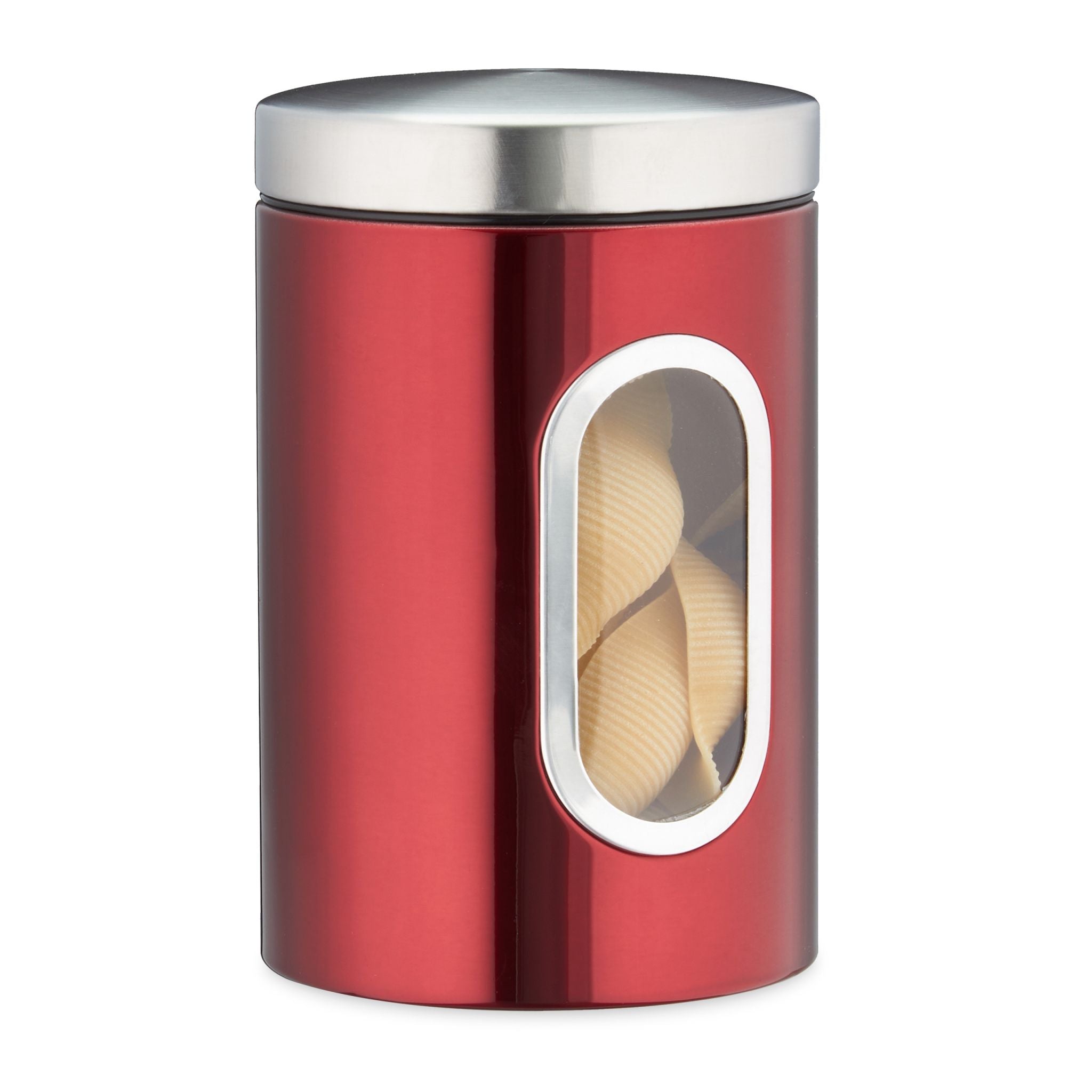 Vorratsdose mit Sichtfenster Rot-Silber-Transparent von Relaxdays