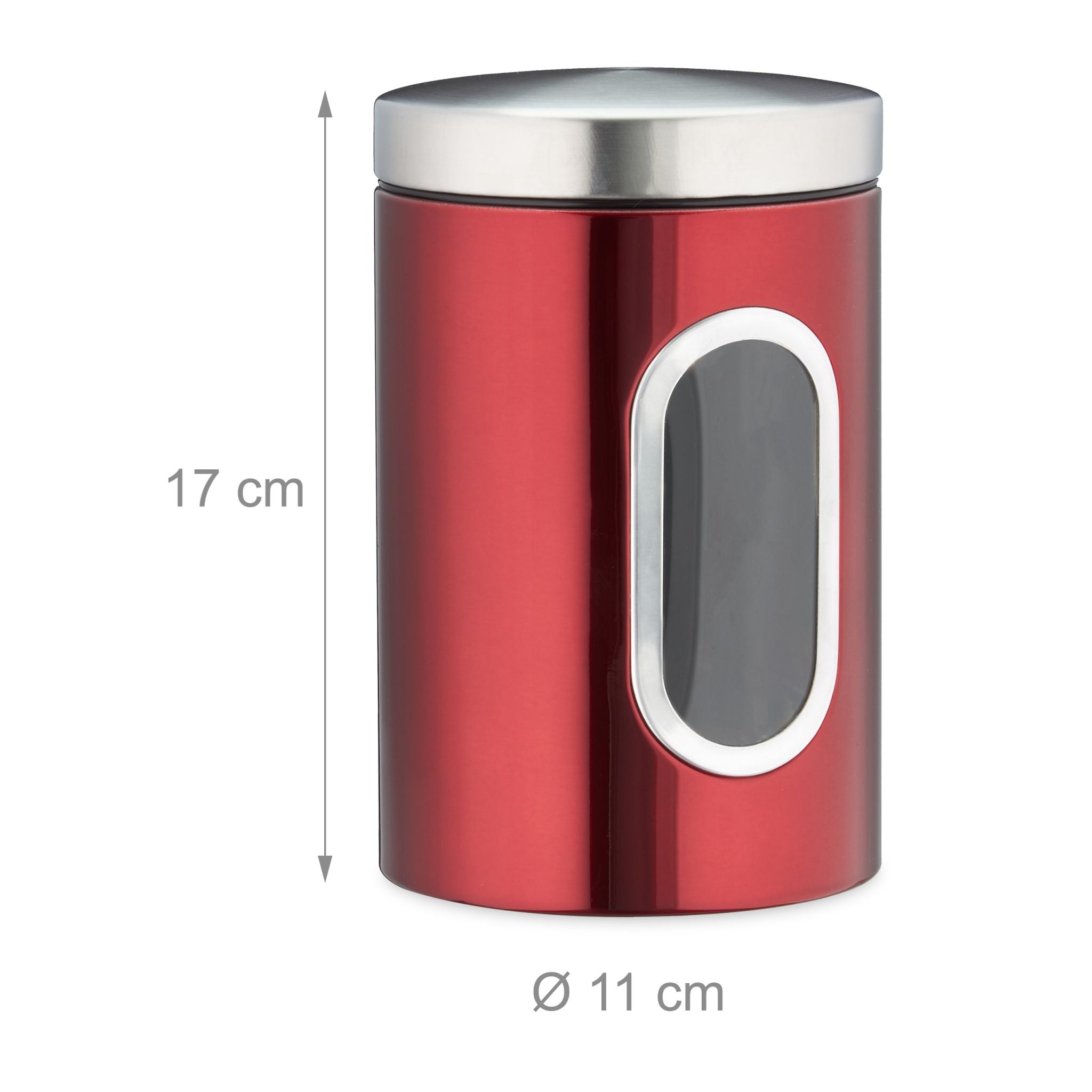 Vorratsdose mit Sichtfenster Rot-Silber-Transparent von Relaxdays