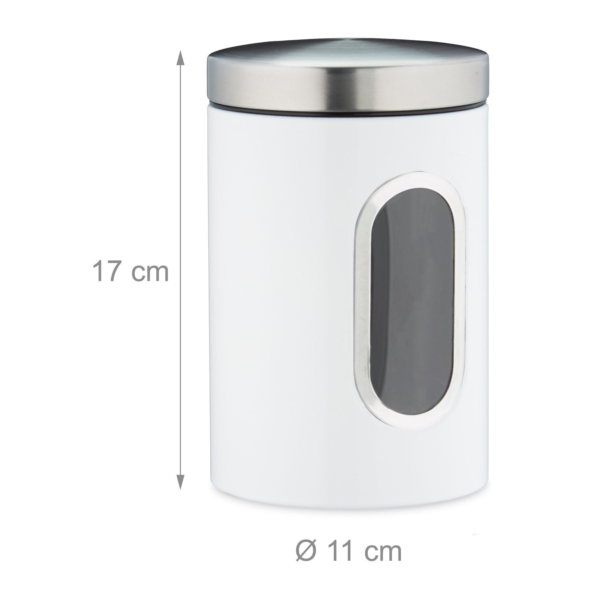 Vorratsdose mit Sichtfenster Weiss-Silber-Transparent von Relaxdays
