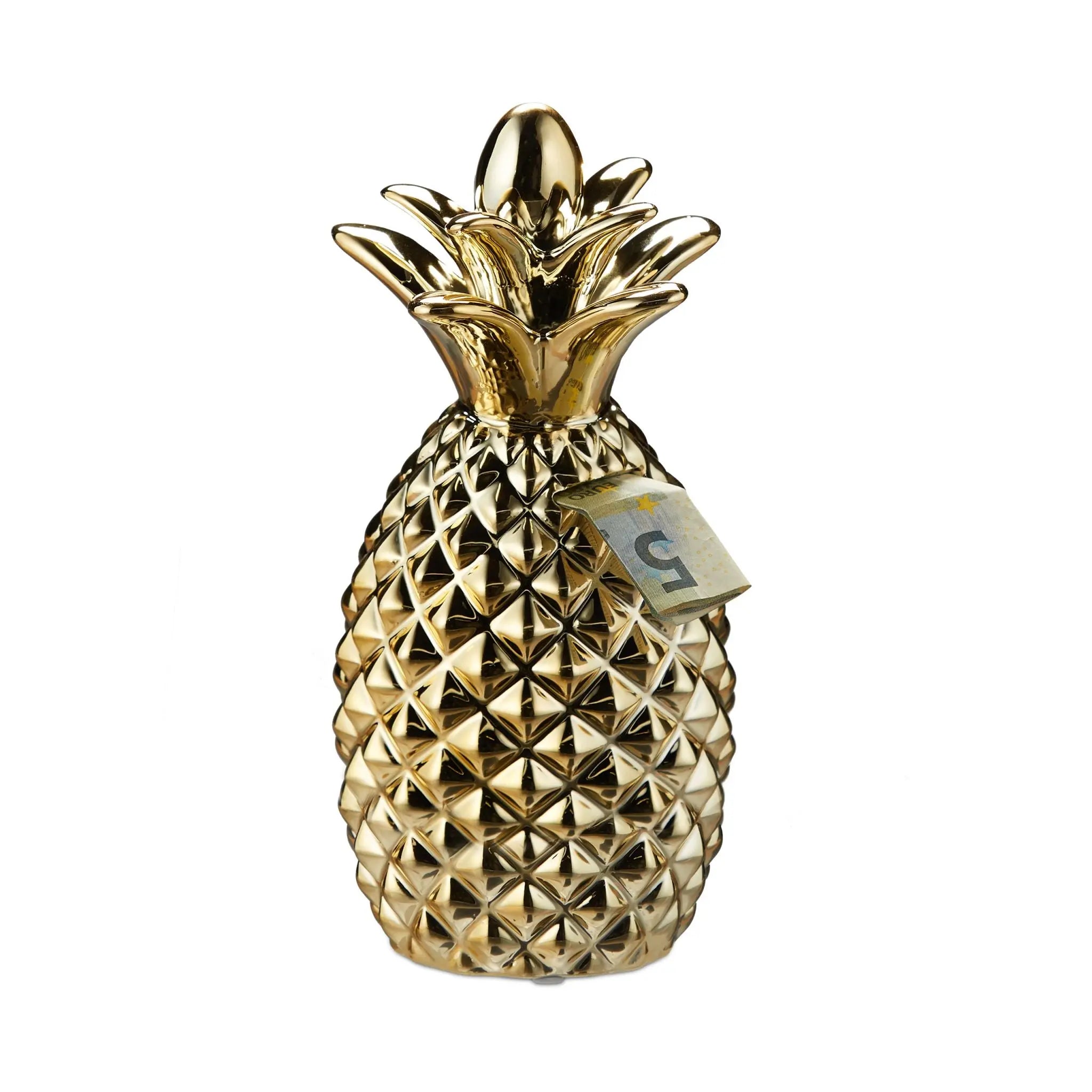 Spardose Ananas gold Gold von Relaxdays