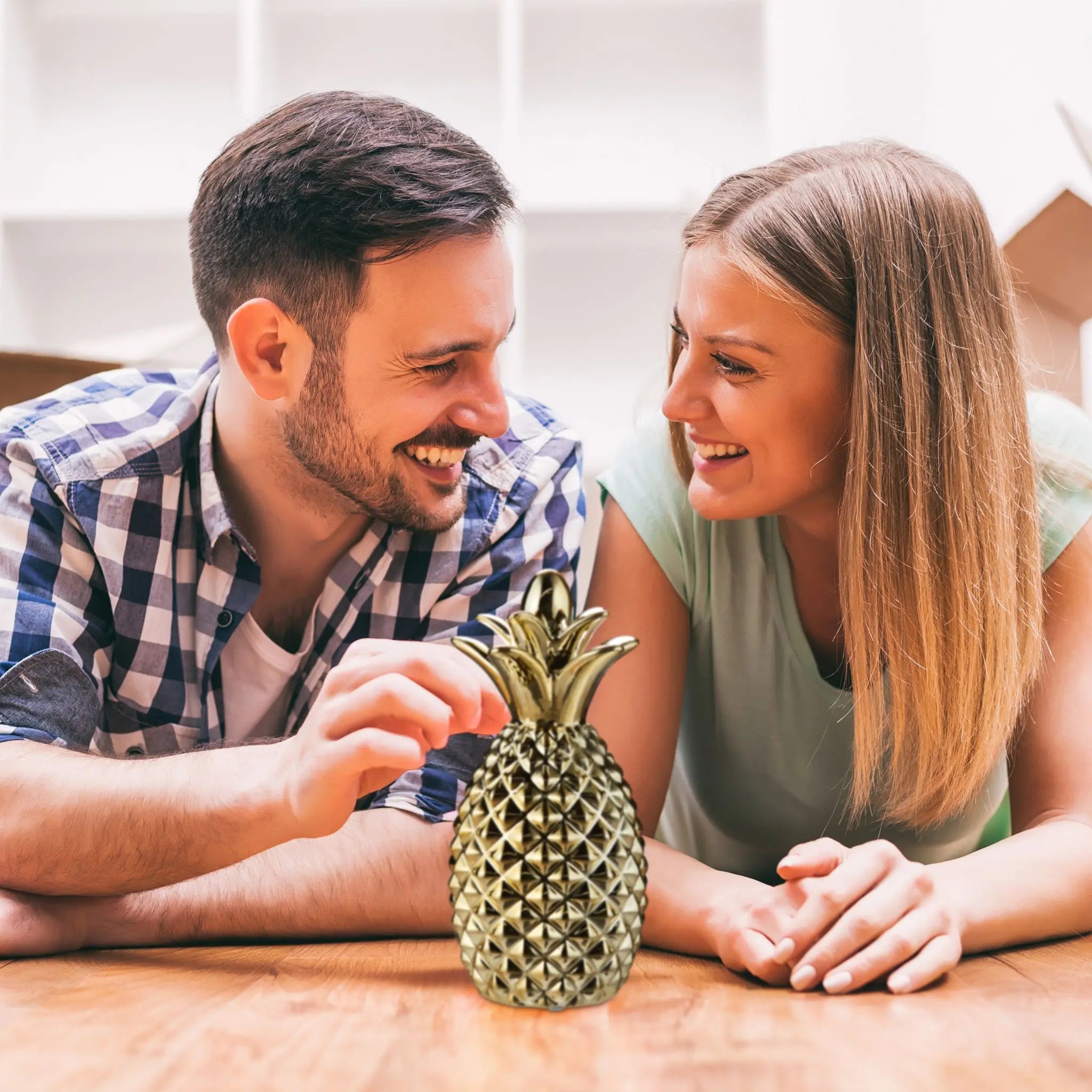 Spardose Ananas gold Gold von Relaxdays