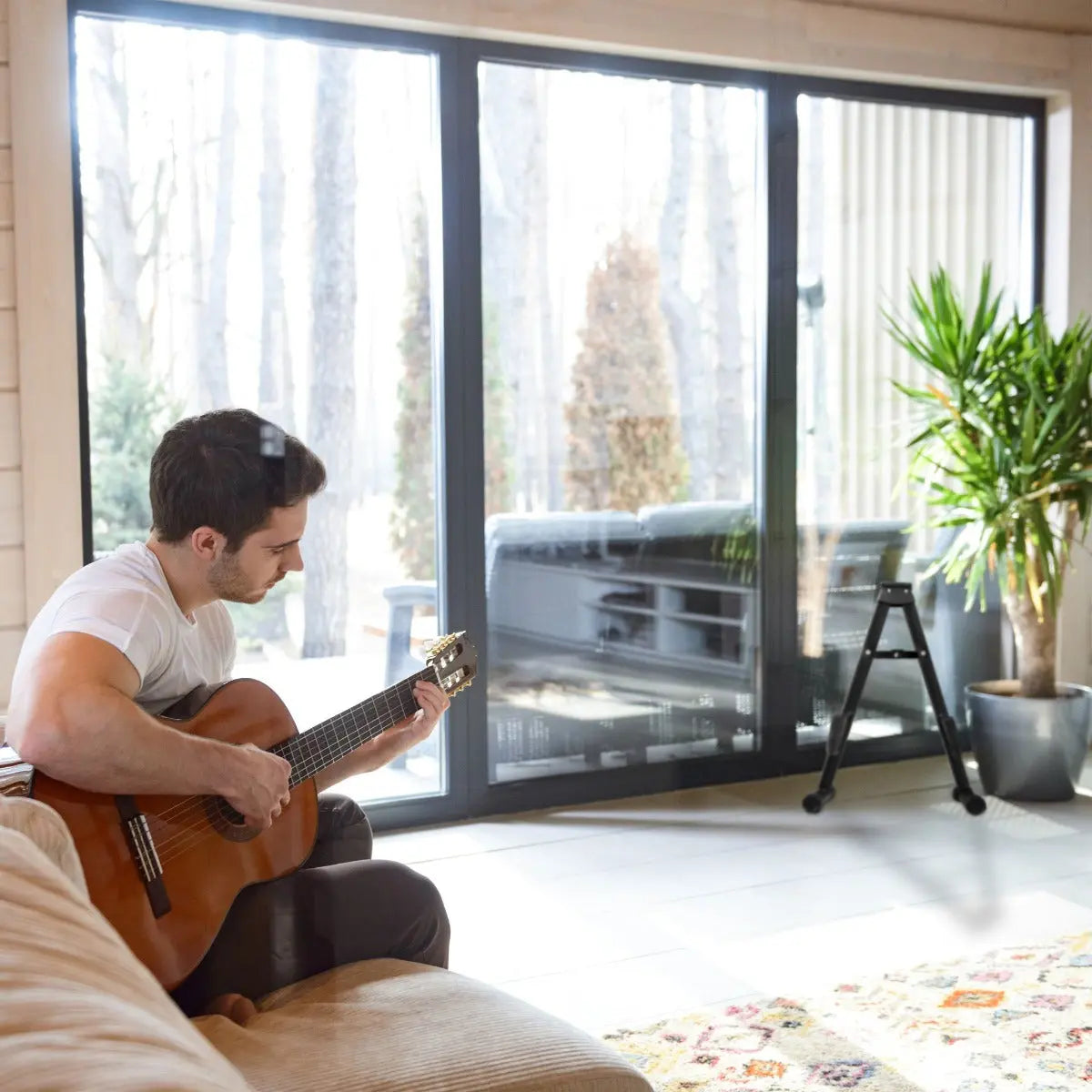 Faltbarer Gitarrenständer Schwarz von Relaxdays
