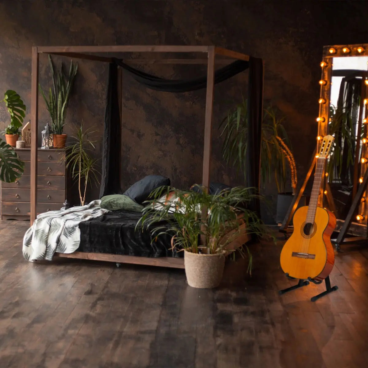 Faltbarer Gitarrenständer Schwarz von Relaxdays