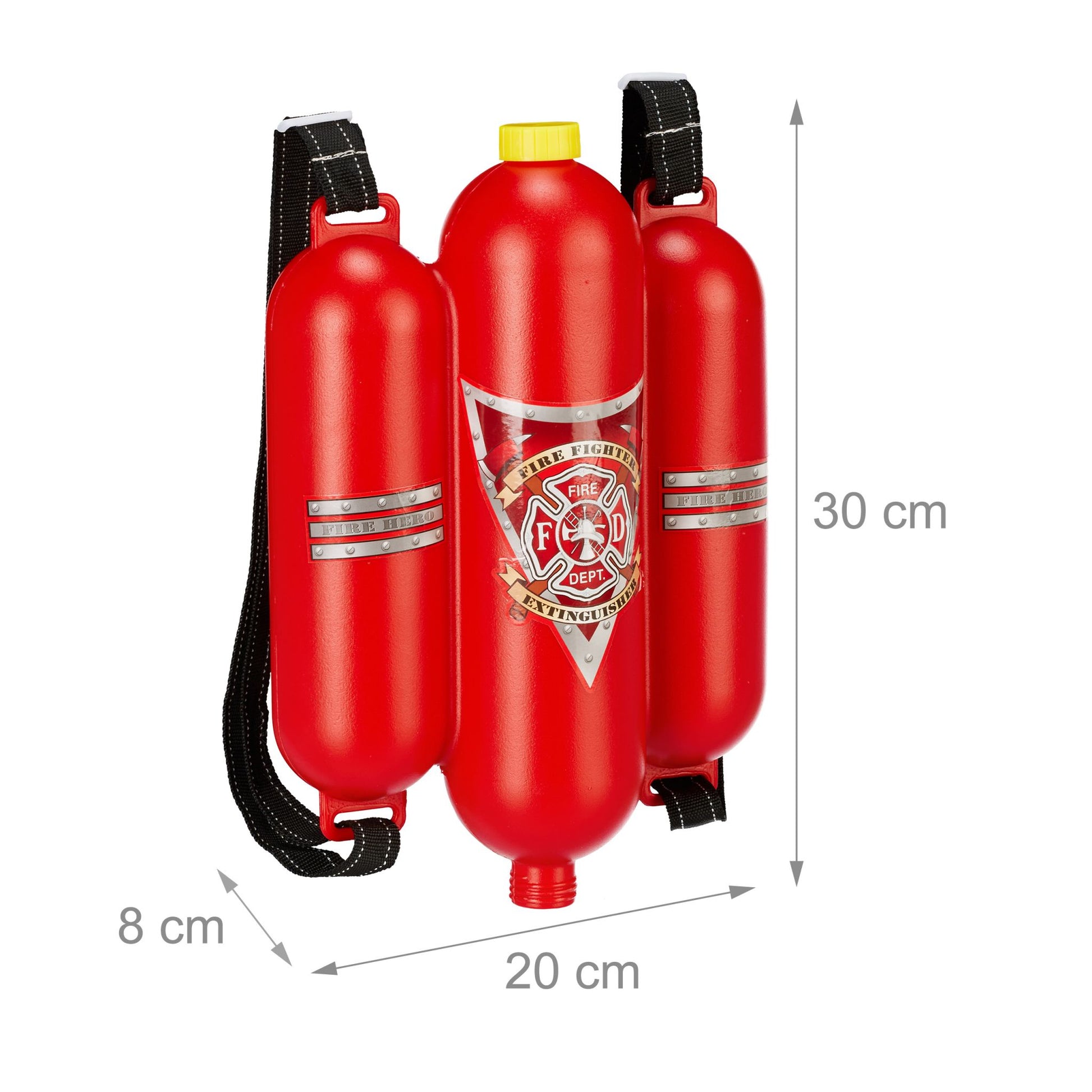 Feuerwehr Wasserspritze Kinder Gelb-Rot-Schwarz von Relaxdays