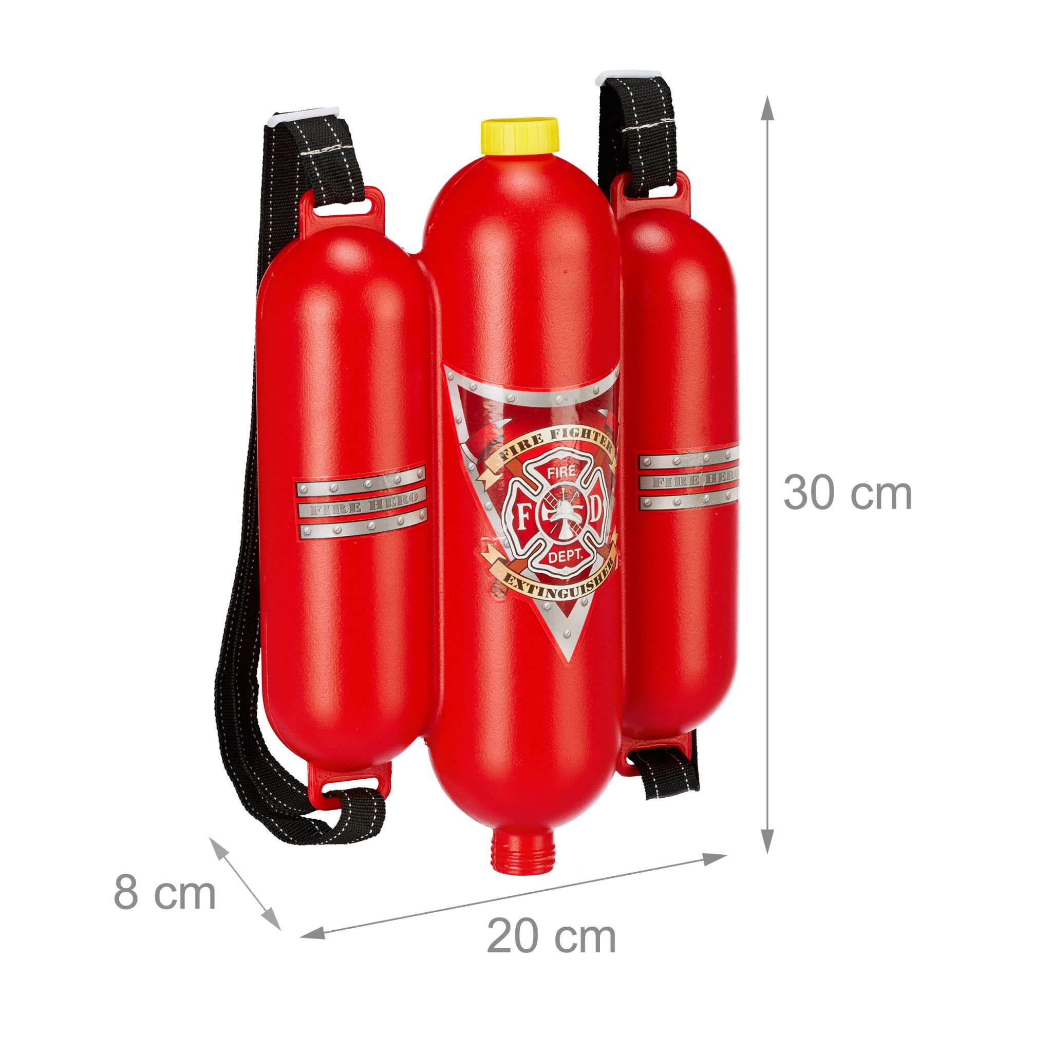 Feuerwehr Wasserspritze Kinder Gelb-Rot-Schwarz von Relaxdays