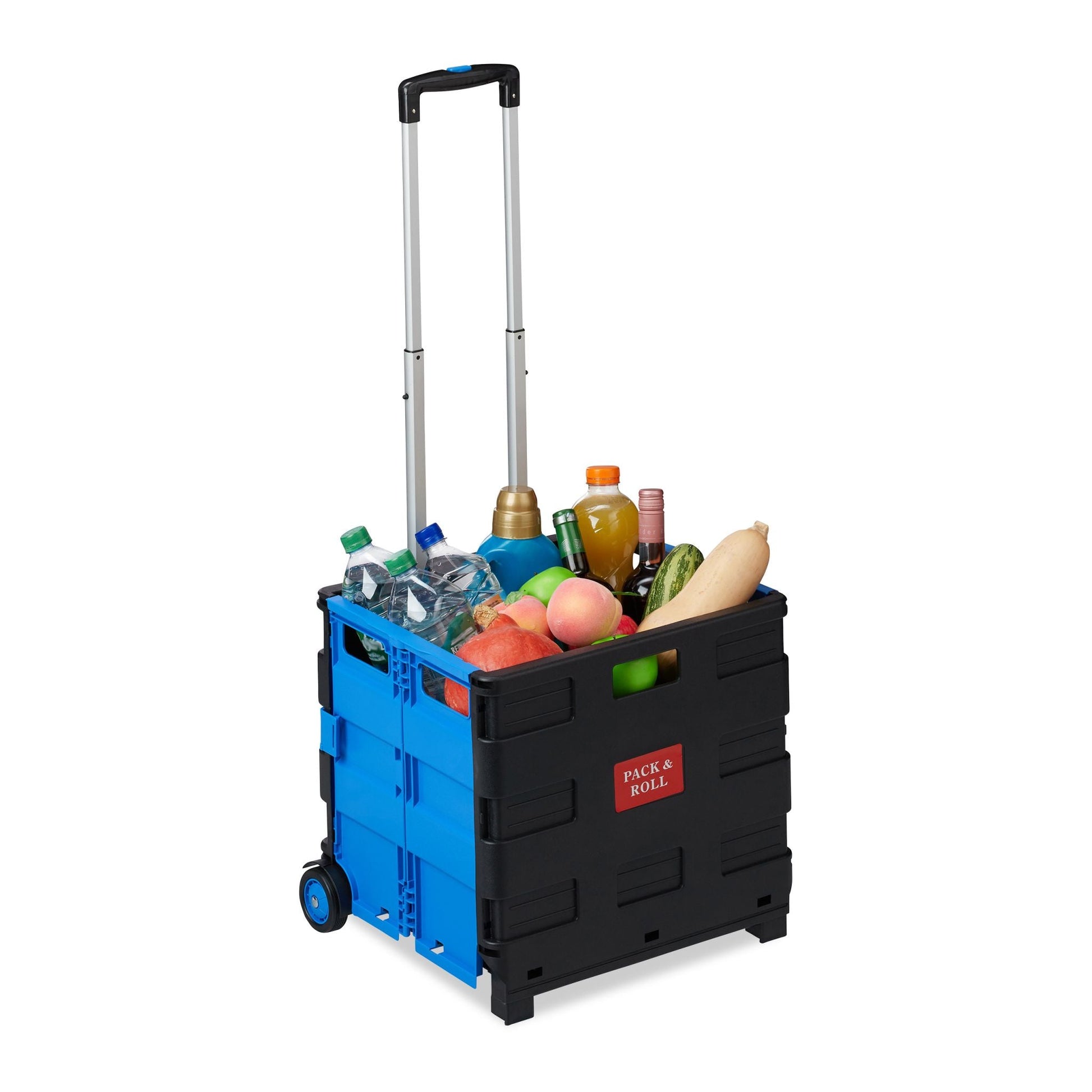 Einkaufstrolley klappbar Blau-Schwarz von Relaxdays