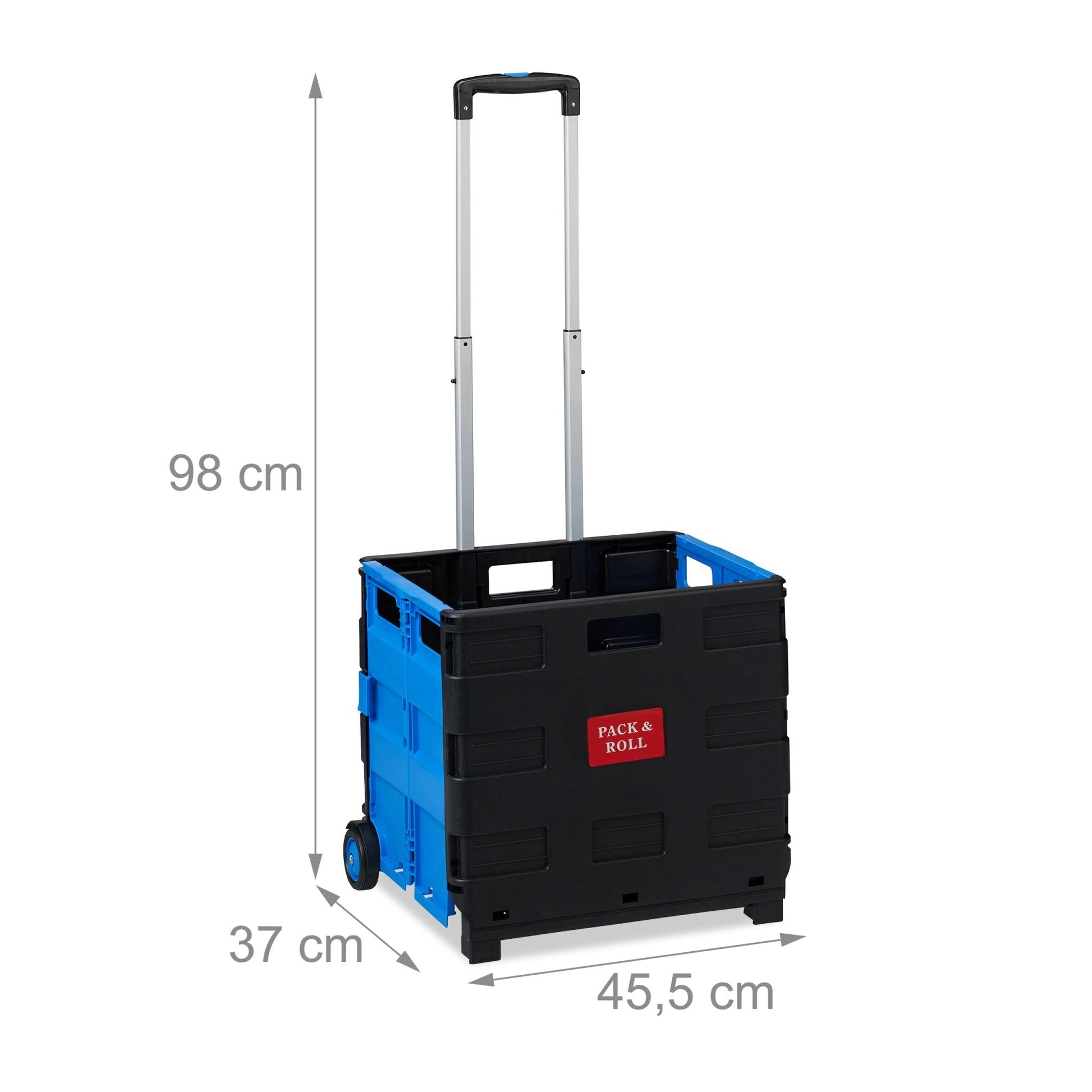 Einkaufstrolley klappbar Blau-Schwarz von Relaxdays