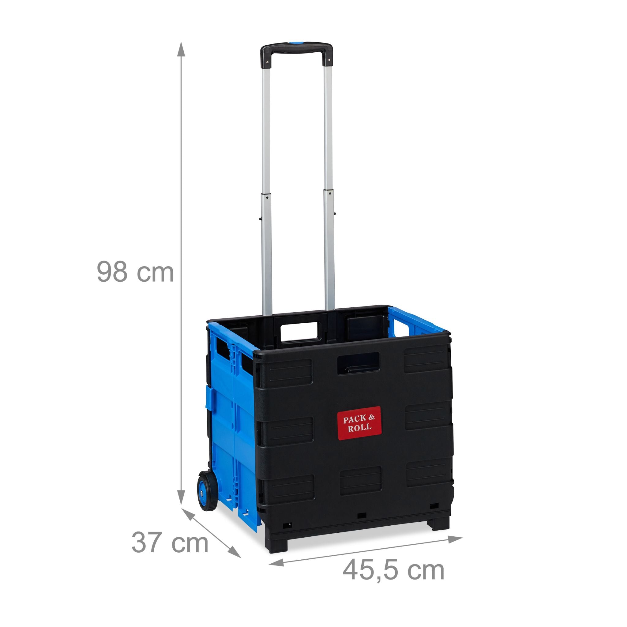 Einkaufstrolley klappbar Blau-Schwarz von Relaxdays