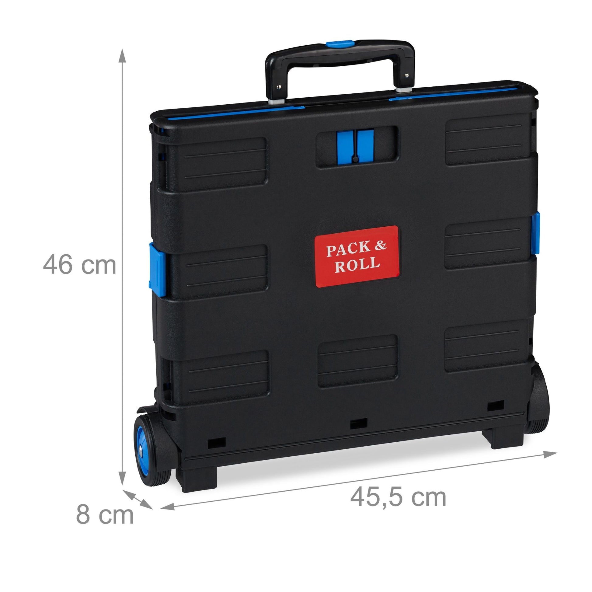 Einkaufstrolley klappbar Blau-Schwarz von Relaxdays