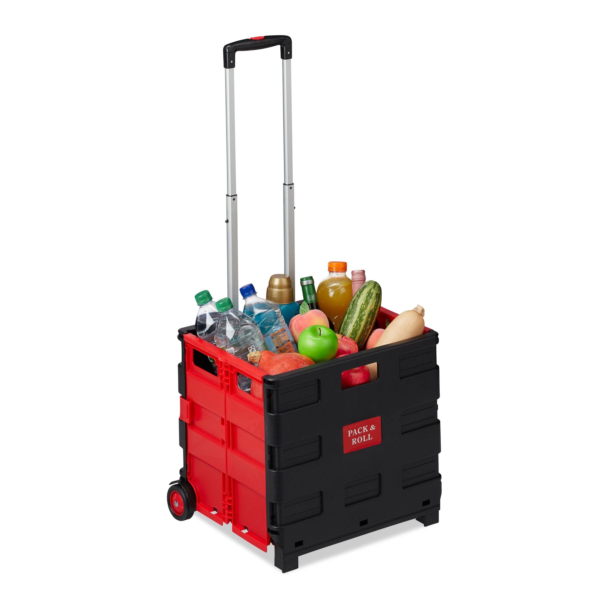 Einkaufstrolley klappbar Rot-Schwarz von Relaxdays