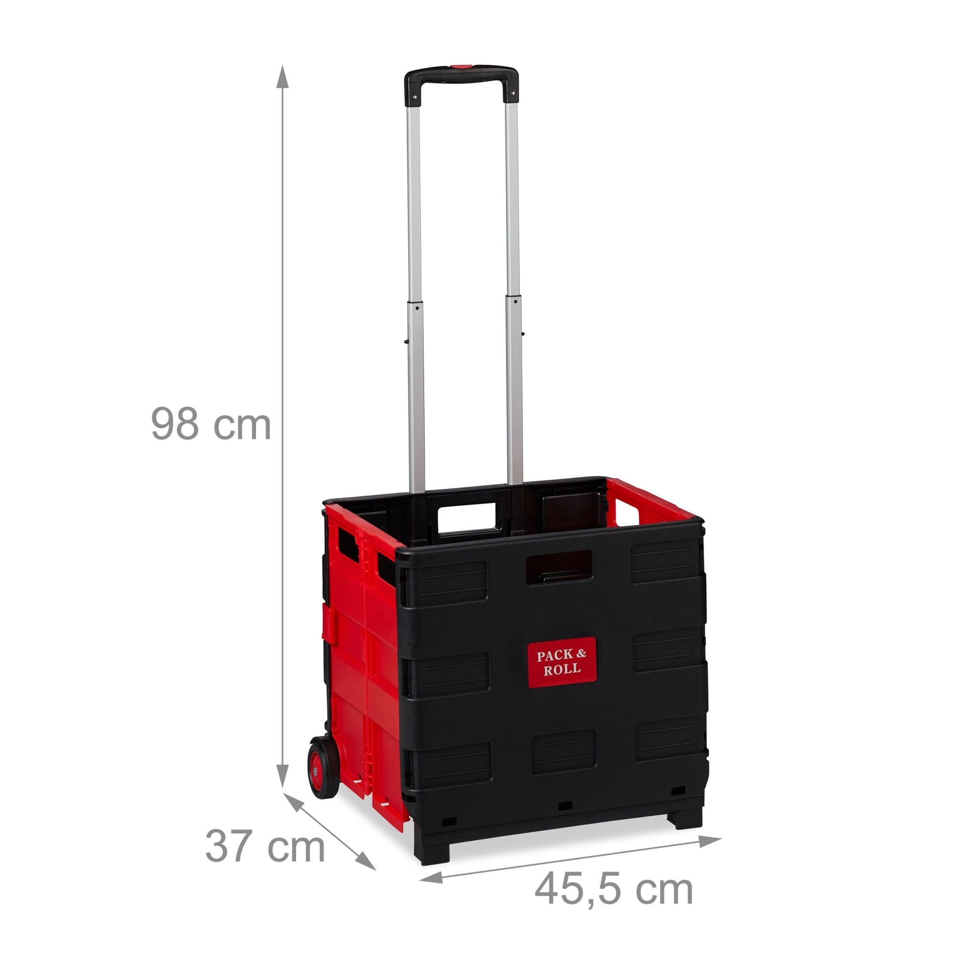 Einkaufstrolley klappbar Rot-Schwarz von Relaxdays