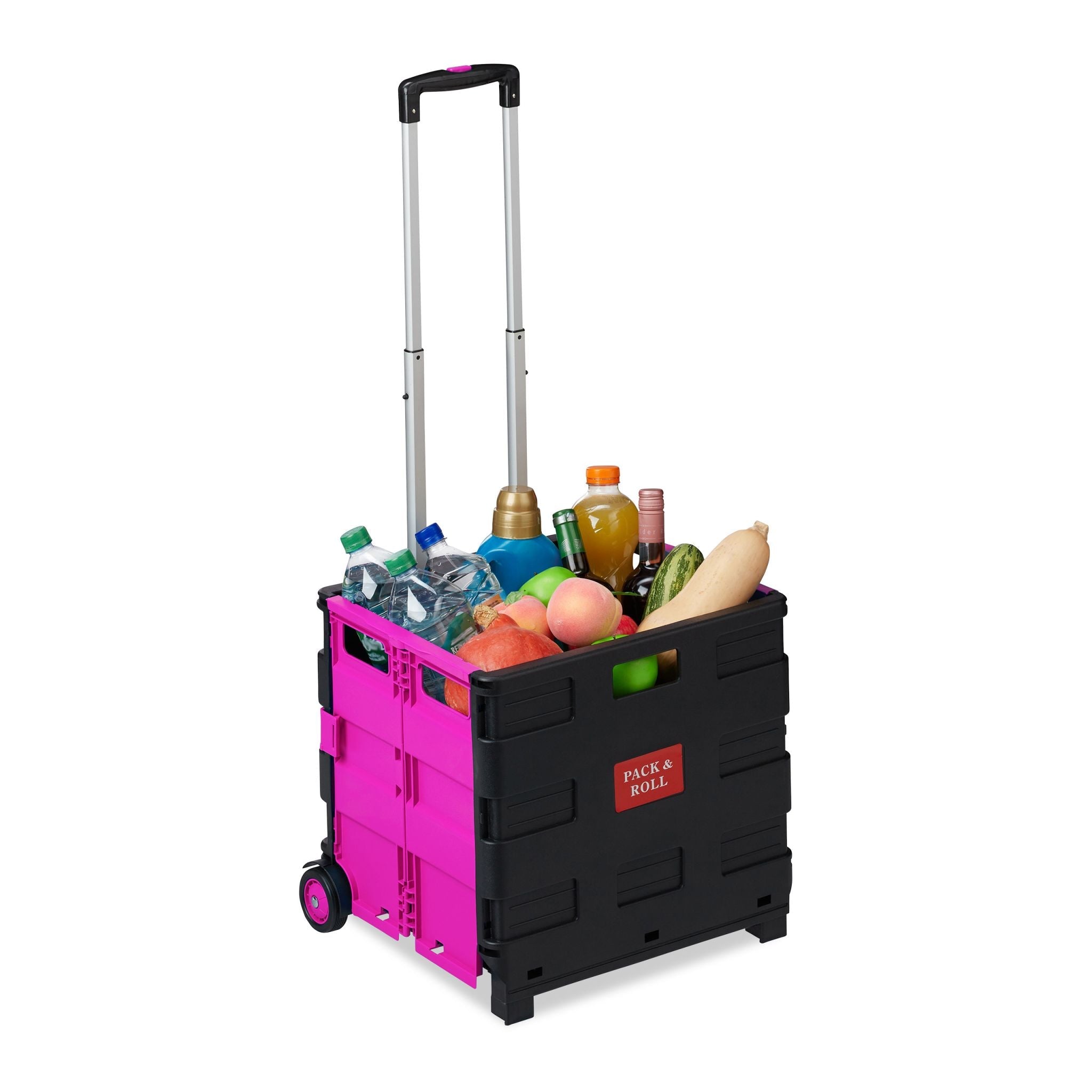 Einkaufstrolley klappbar Pink-Schwarz von Relaxdays