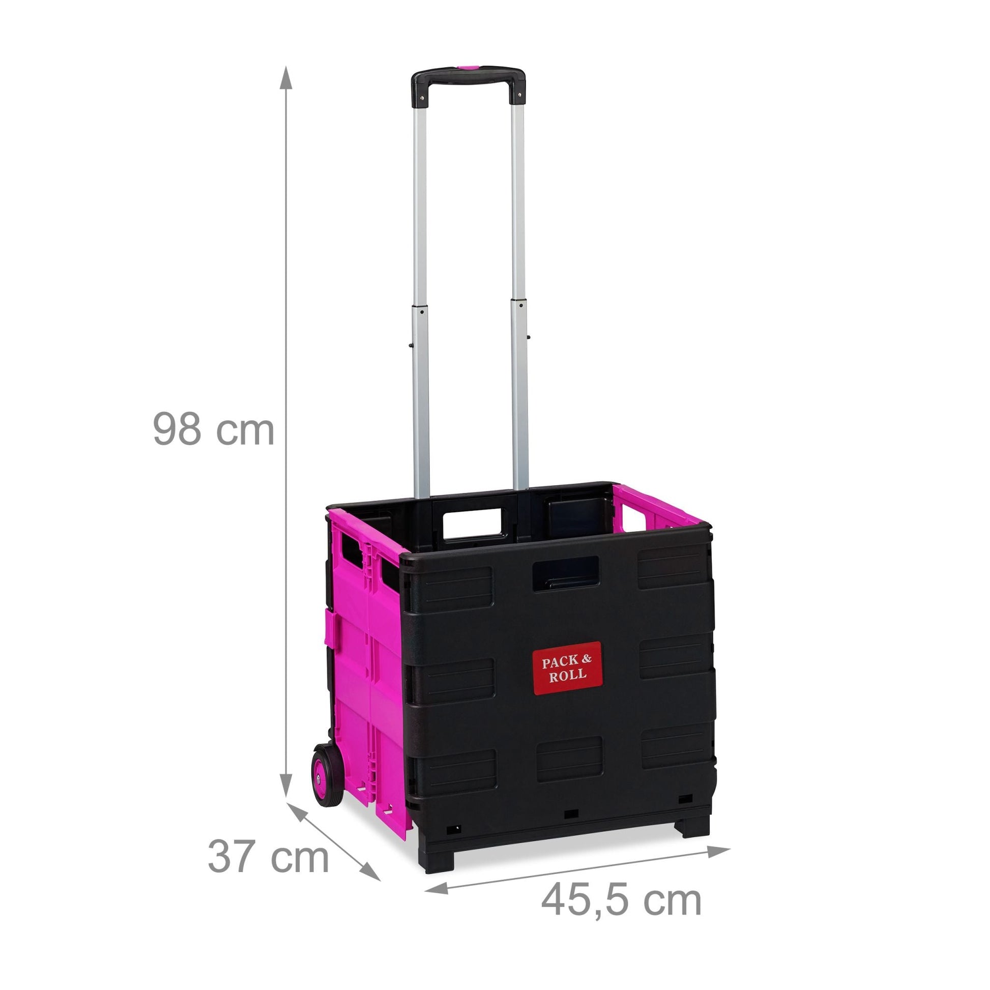 Einkaufstrolley klappbar Pink-Schwarz von Relaxdays