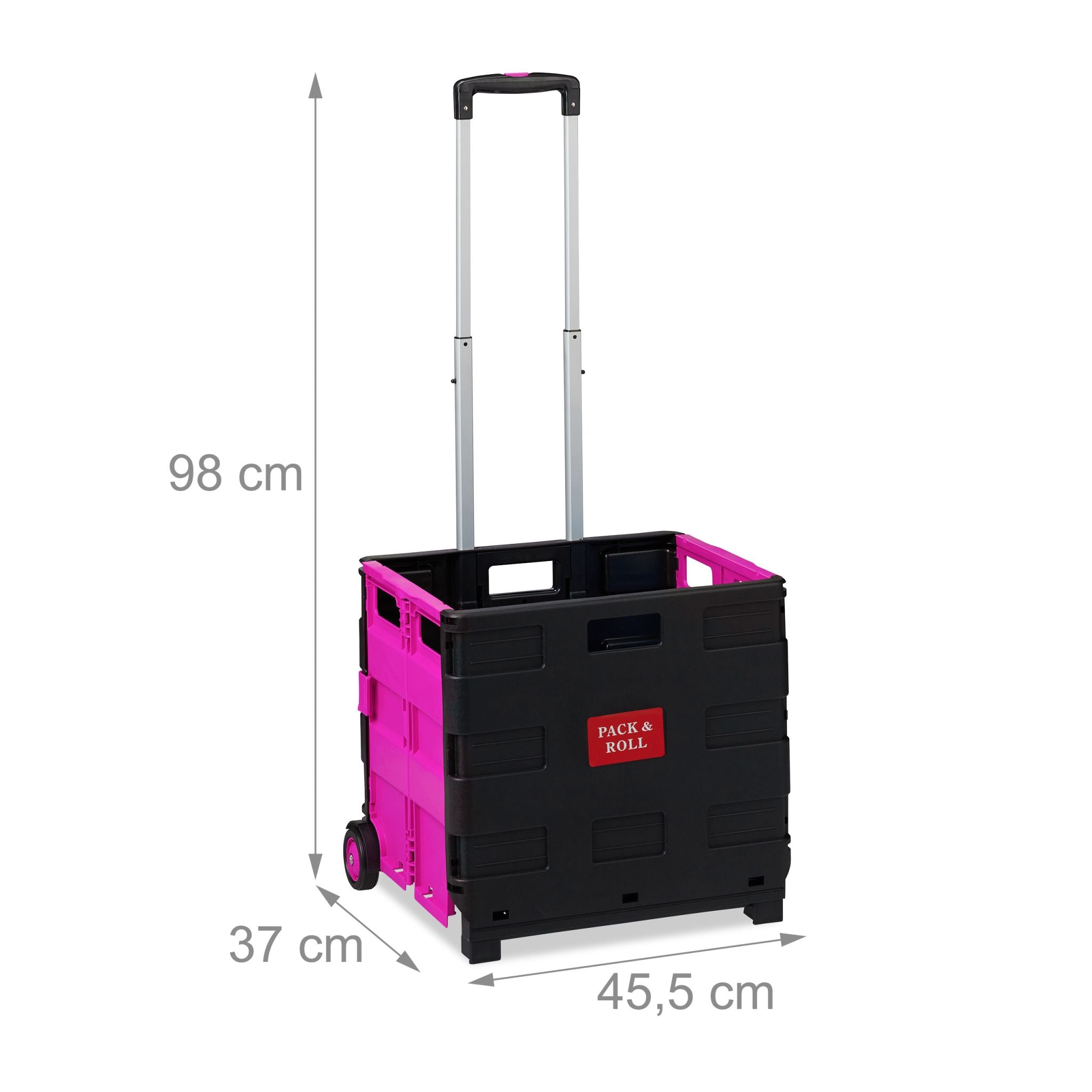 Einkaufstrolley klappbar Pink-Schwarz von Relaxdays