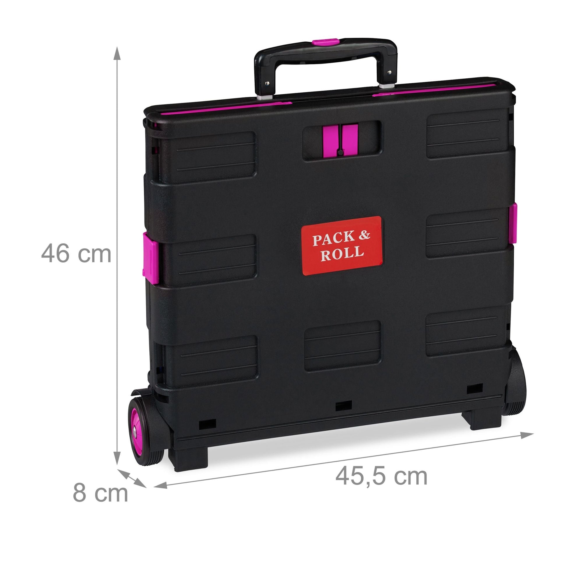 Einkaufstrolley klappbar Pink-Schwarz von Relaxdays