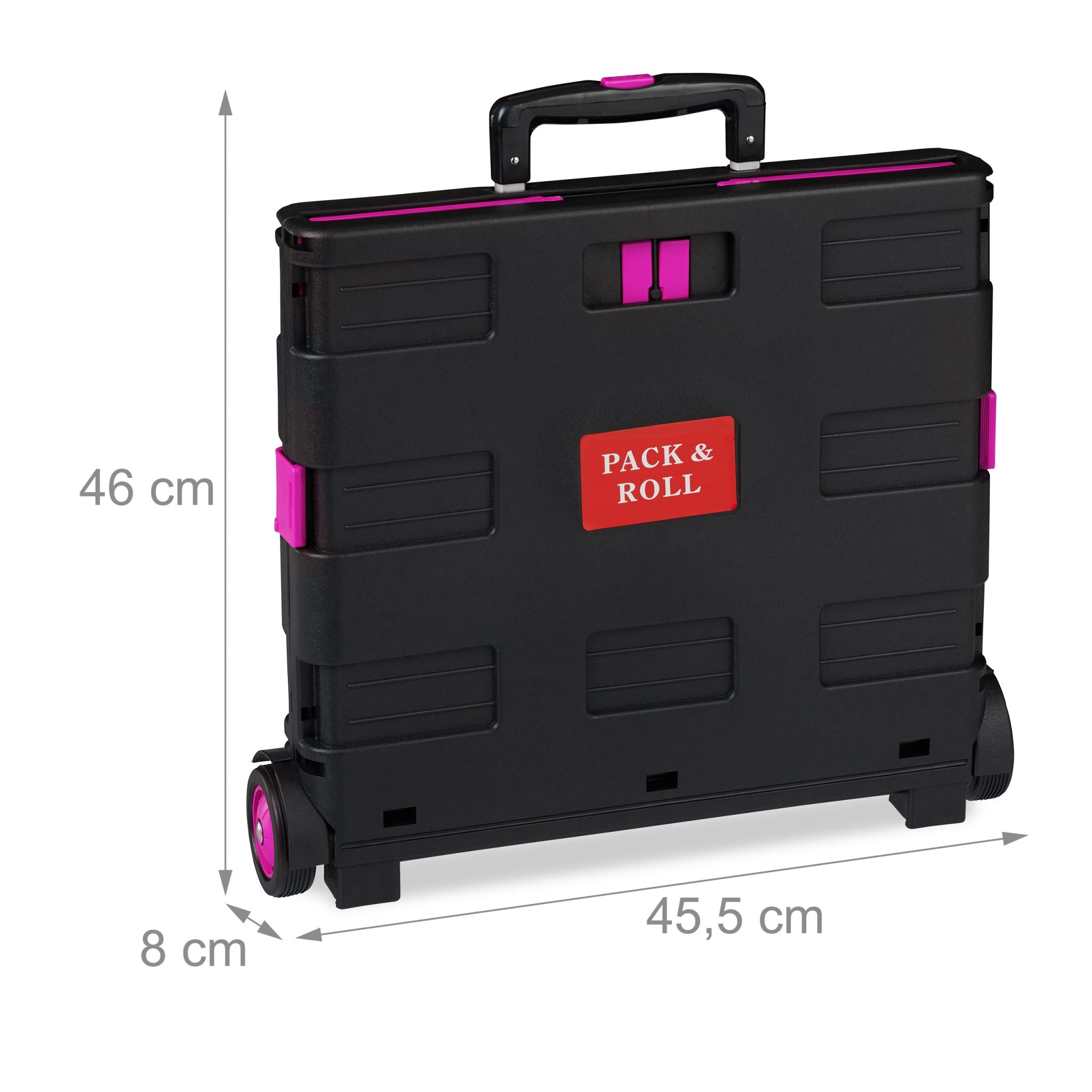 Einkaufstrolley klappbar Pink-Schwarz von Relaxdays