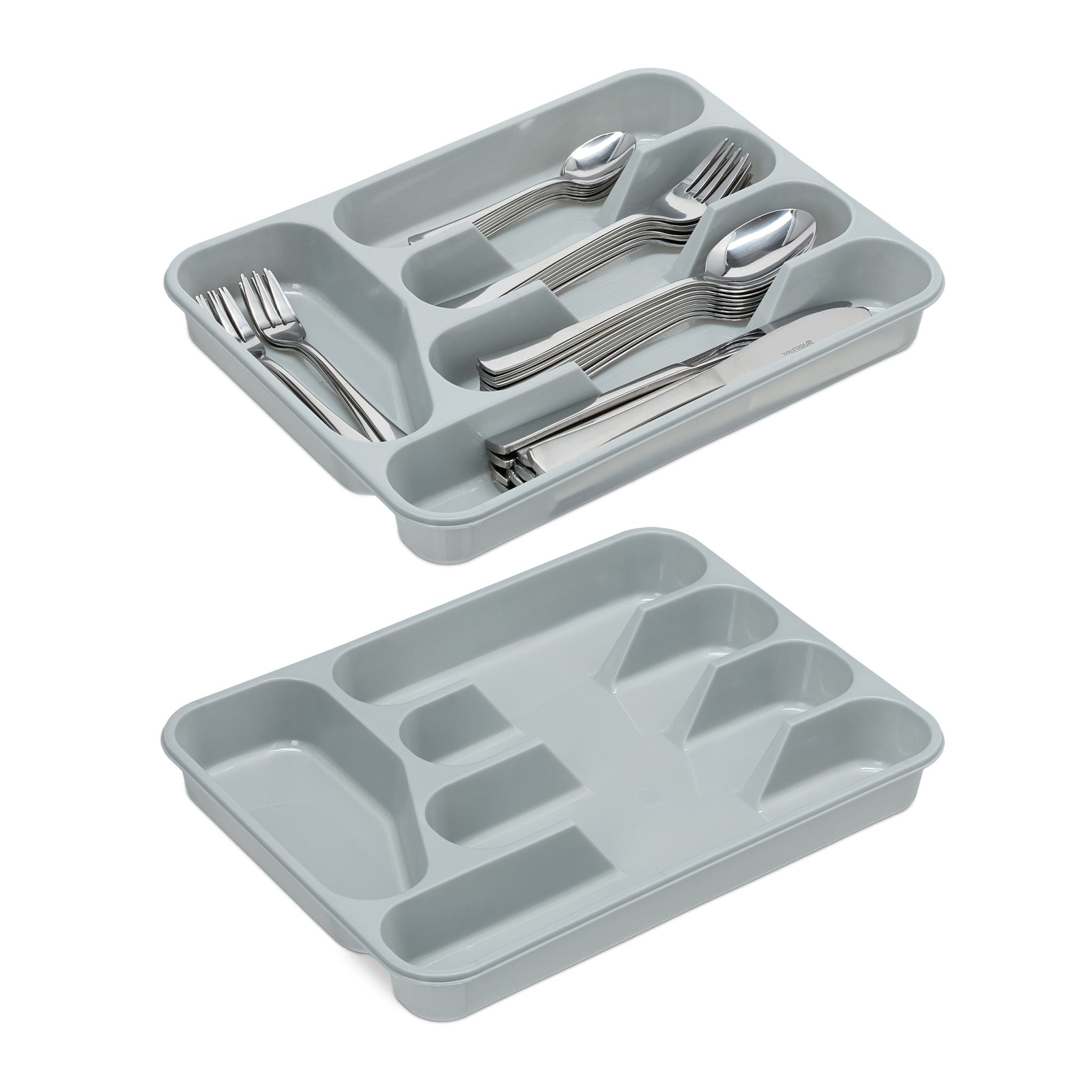 Besteckkasten 2er-Set Grau von Relaxdays