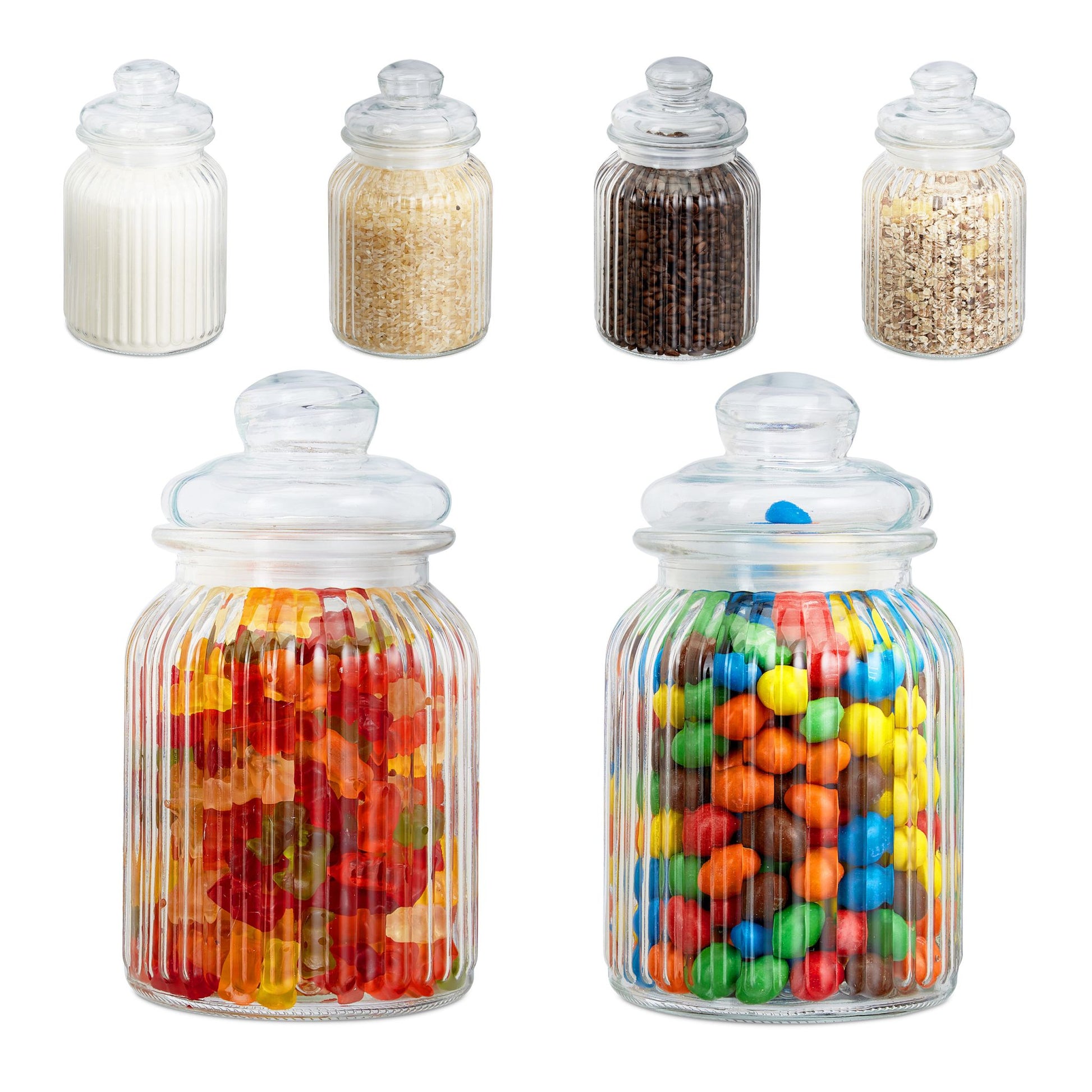 Vorratsgläser 6er-Set 1000ml Transparent von Relaxdays