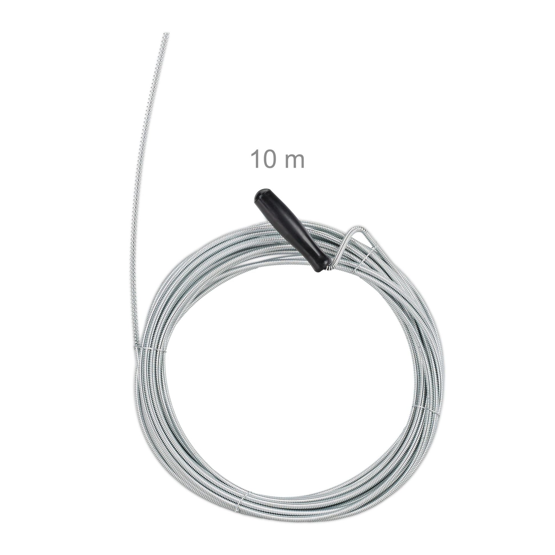 Rohrreinigungsspirale 10m Schwarz-Silber von Relaxdays
