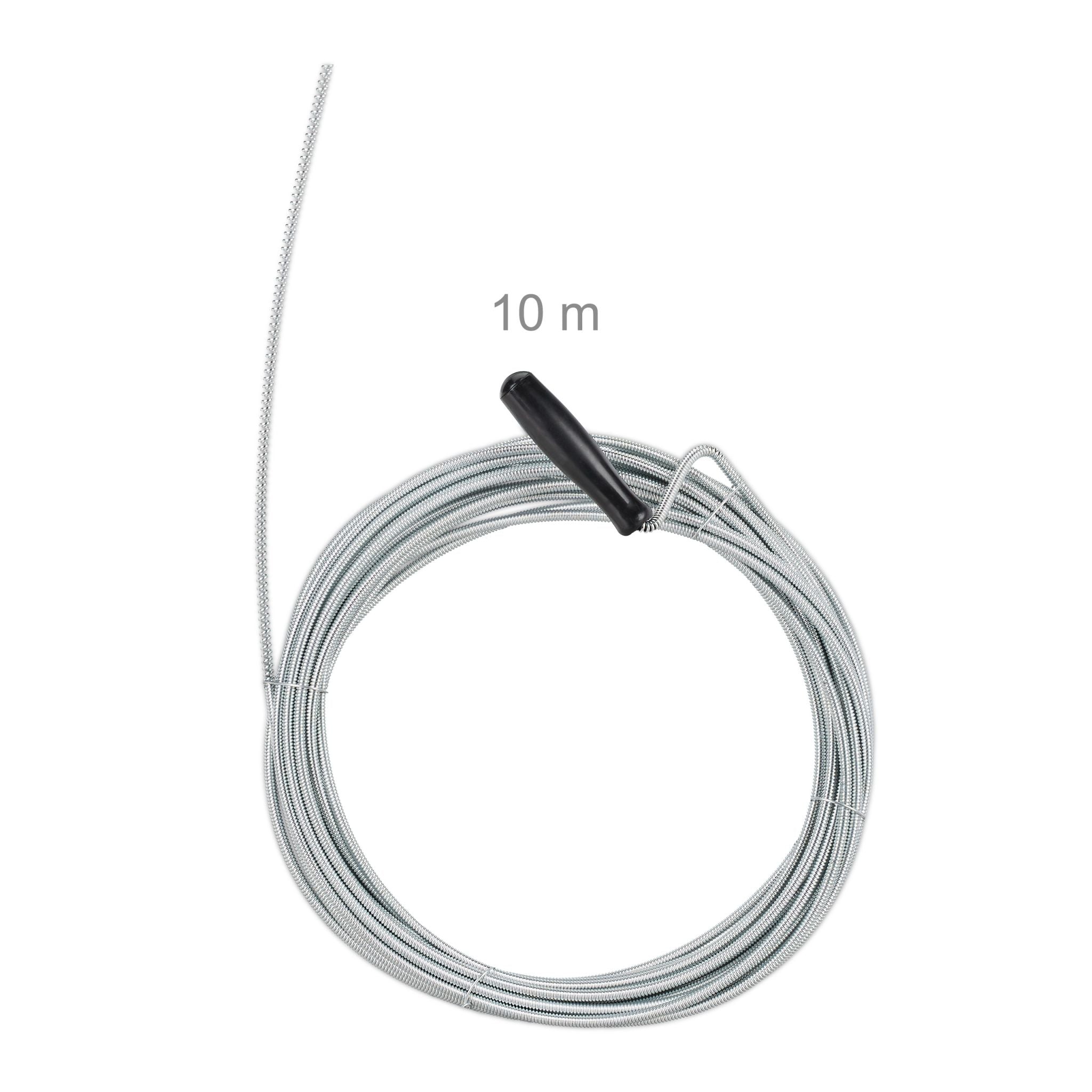 Rohrreinigungsspirale 10m Schwarz-Silber von Relaxdays