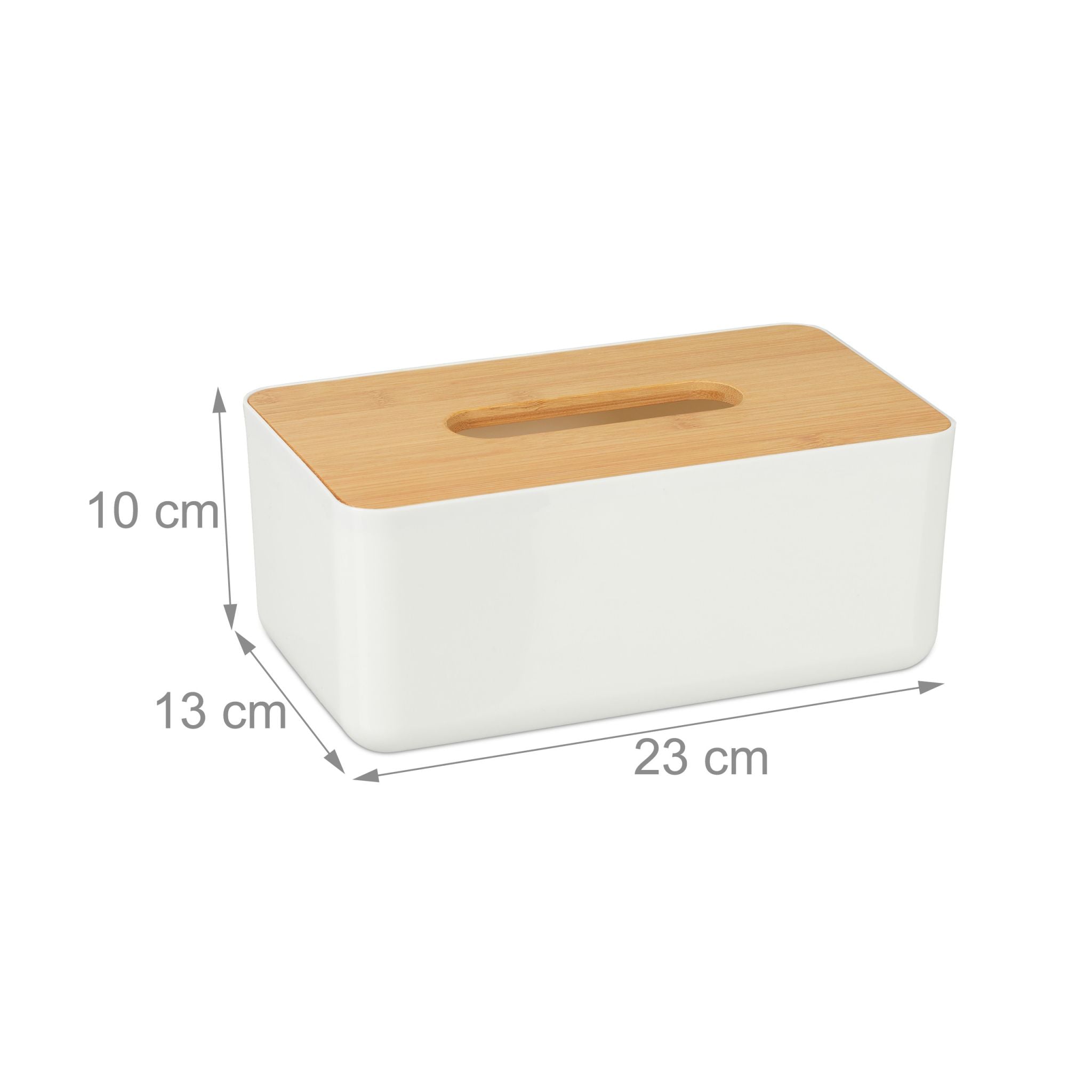 Tücherbox mit Bambus-Deckel Weiss-Hellbraun