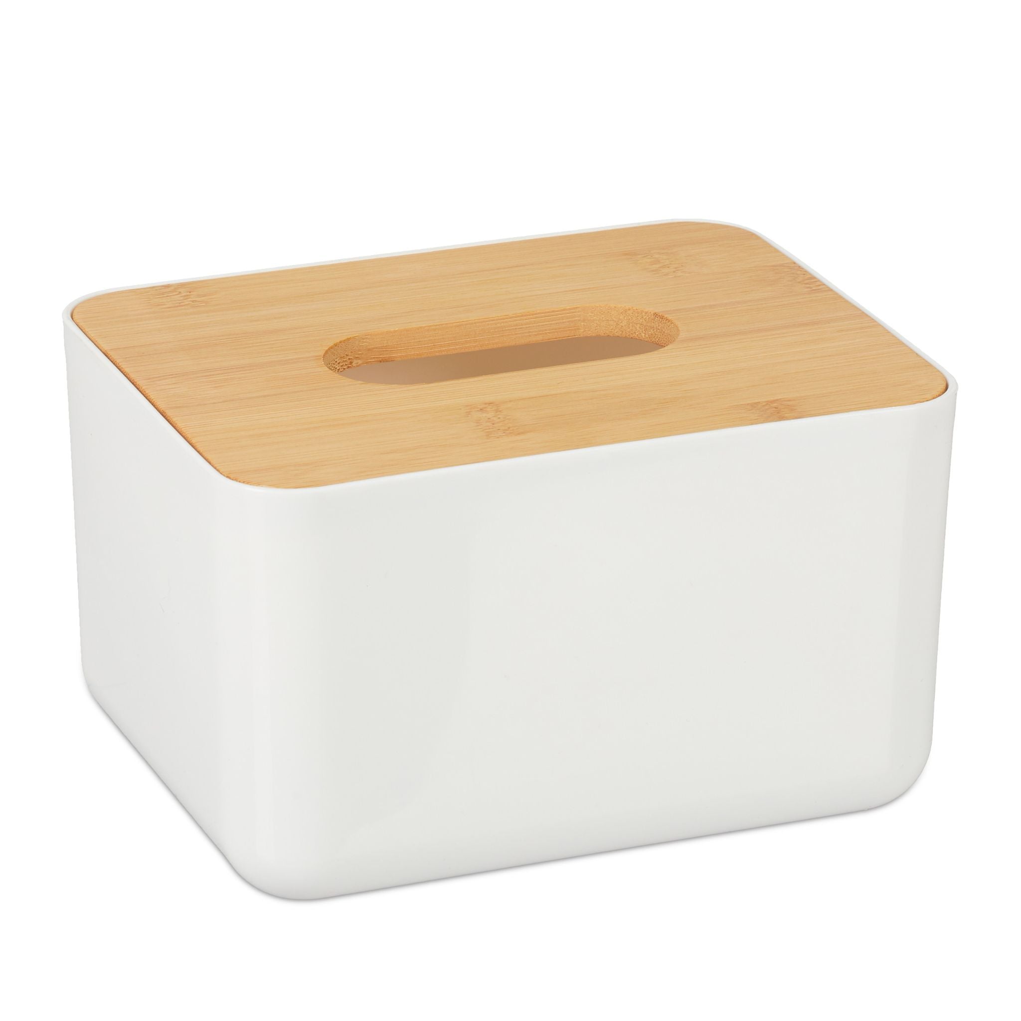 Tücherbox mit Deckel Weiss-Hellbraun