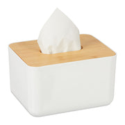 Tücherbox mit Deckel Weiss-Hellbraun