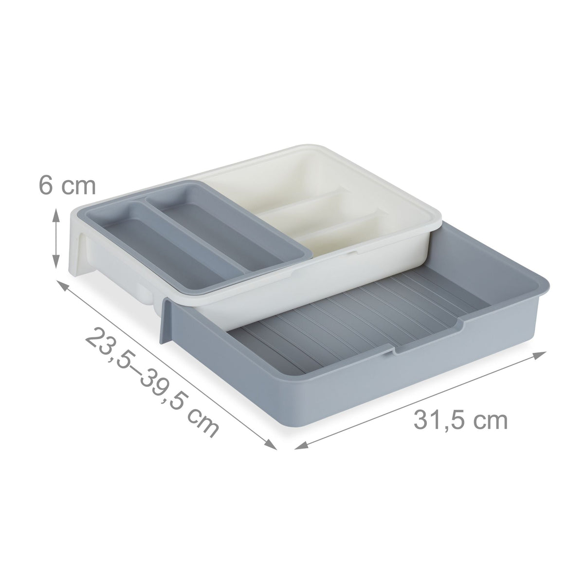 Ausziehbarer Besteckkasten Weiss-Grau von Relaxdays