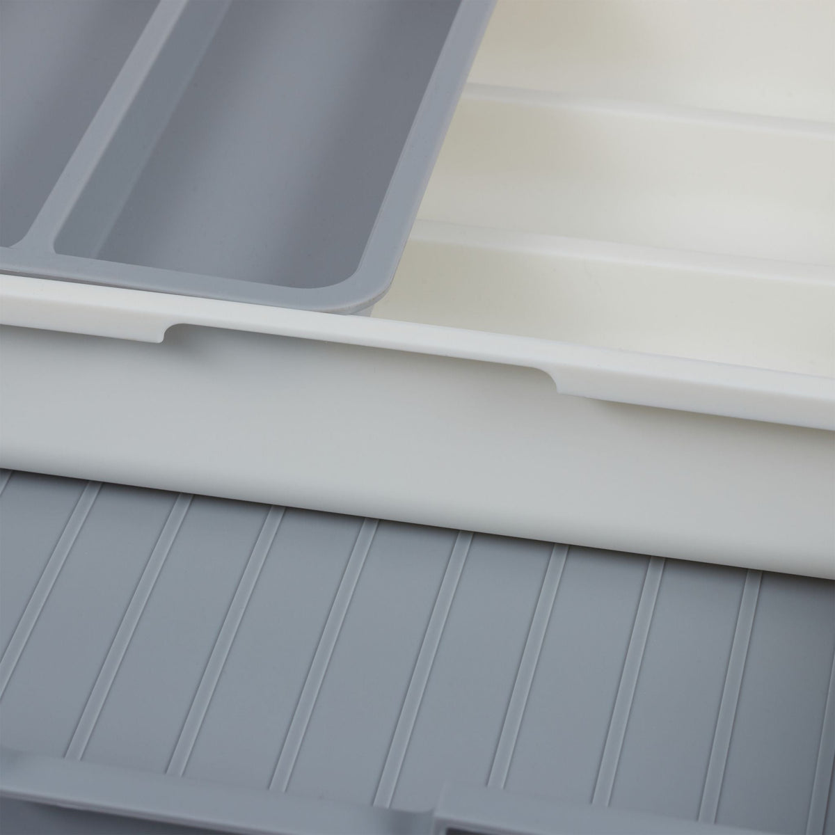 Ausziehbarer Besteckkasten Weiss-Grau von Relaxdays