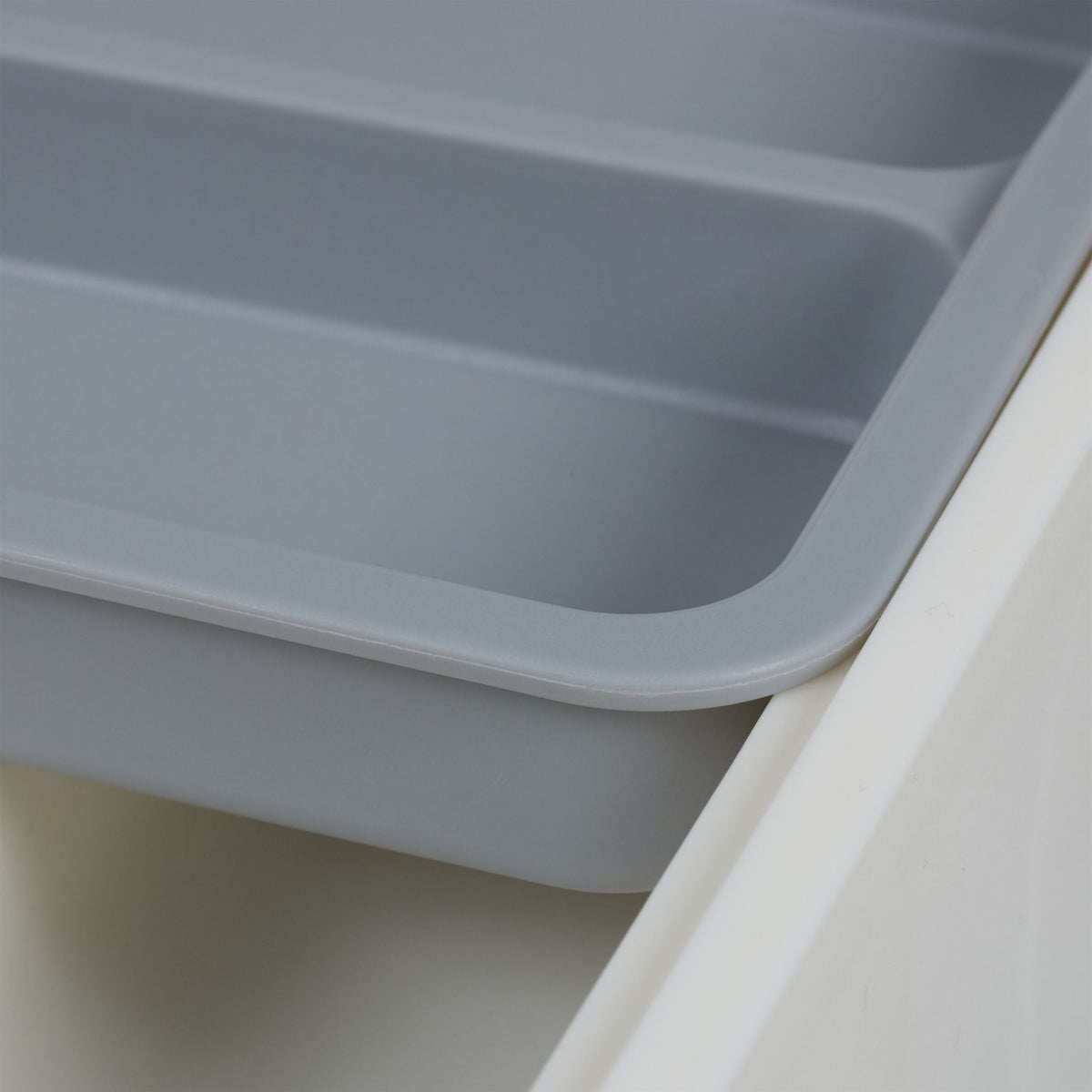 Ausziehbarer Besteckkasten Weiss-Grau von Relaxdays