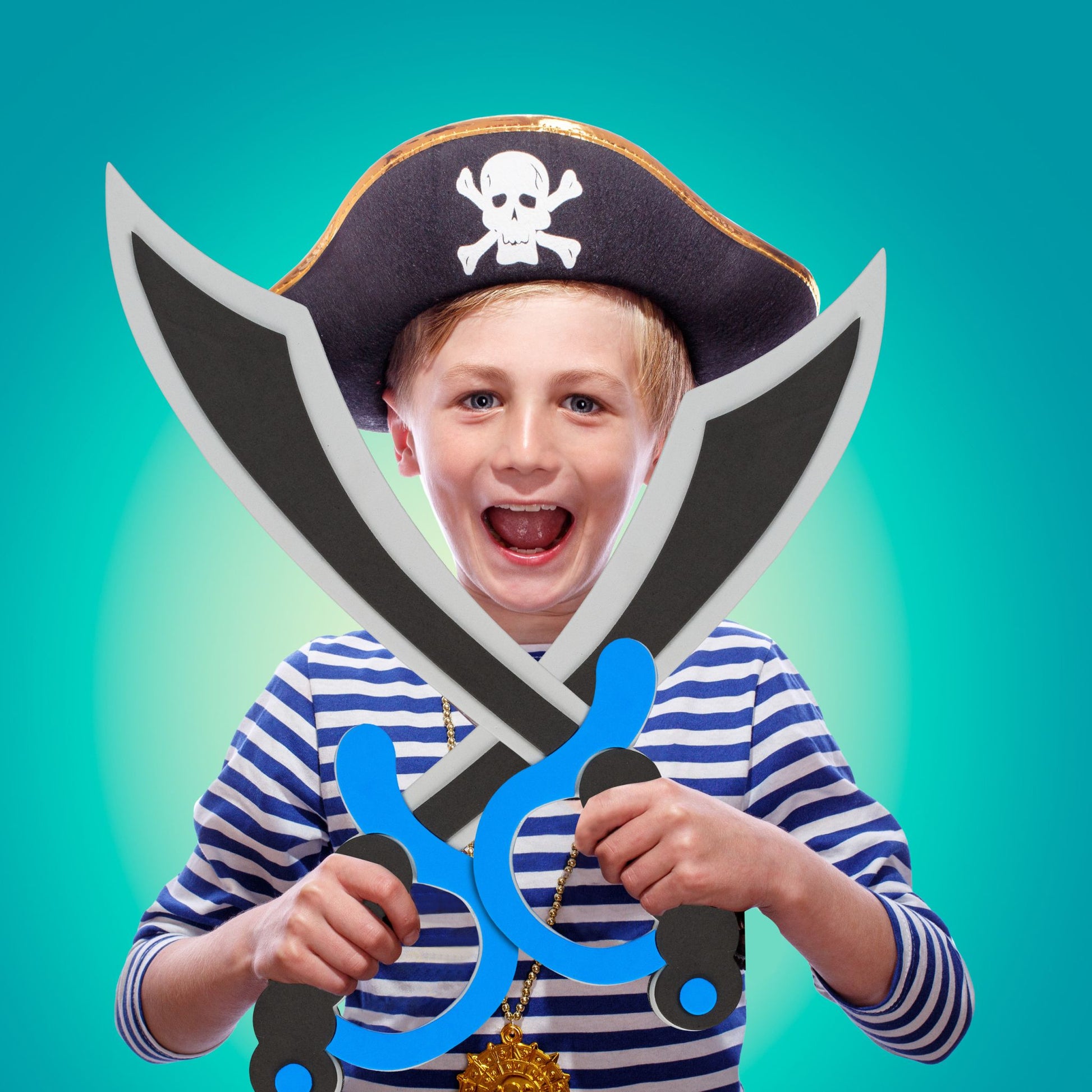 Piratensäbel 4er-Set Rot-Schwarz-Grau von Relaxdays