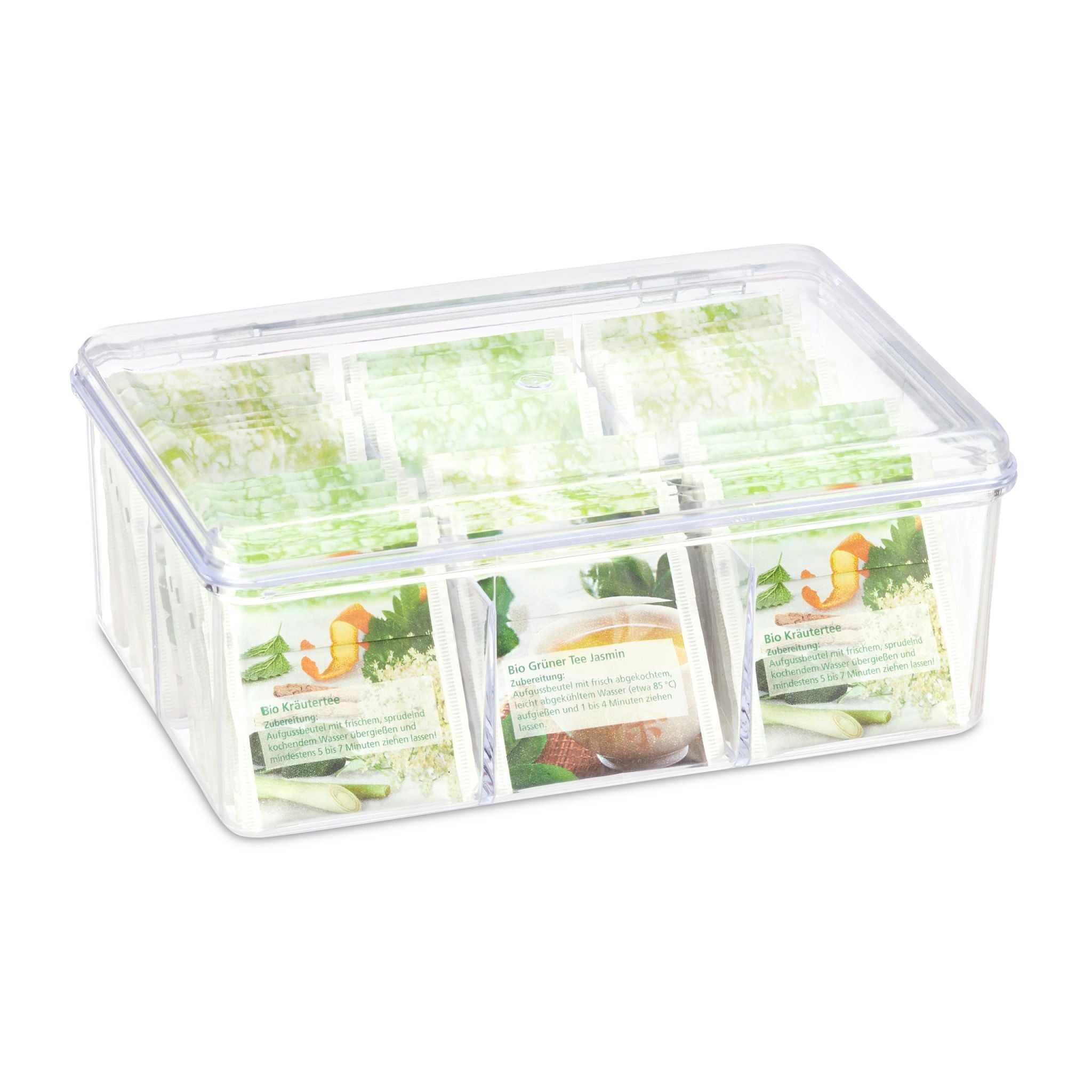 Teebox transparent mit 6 Fächern Transparent von Relaxdays