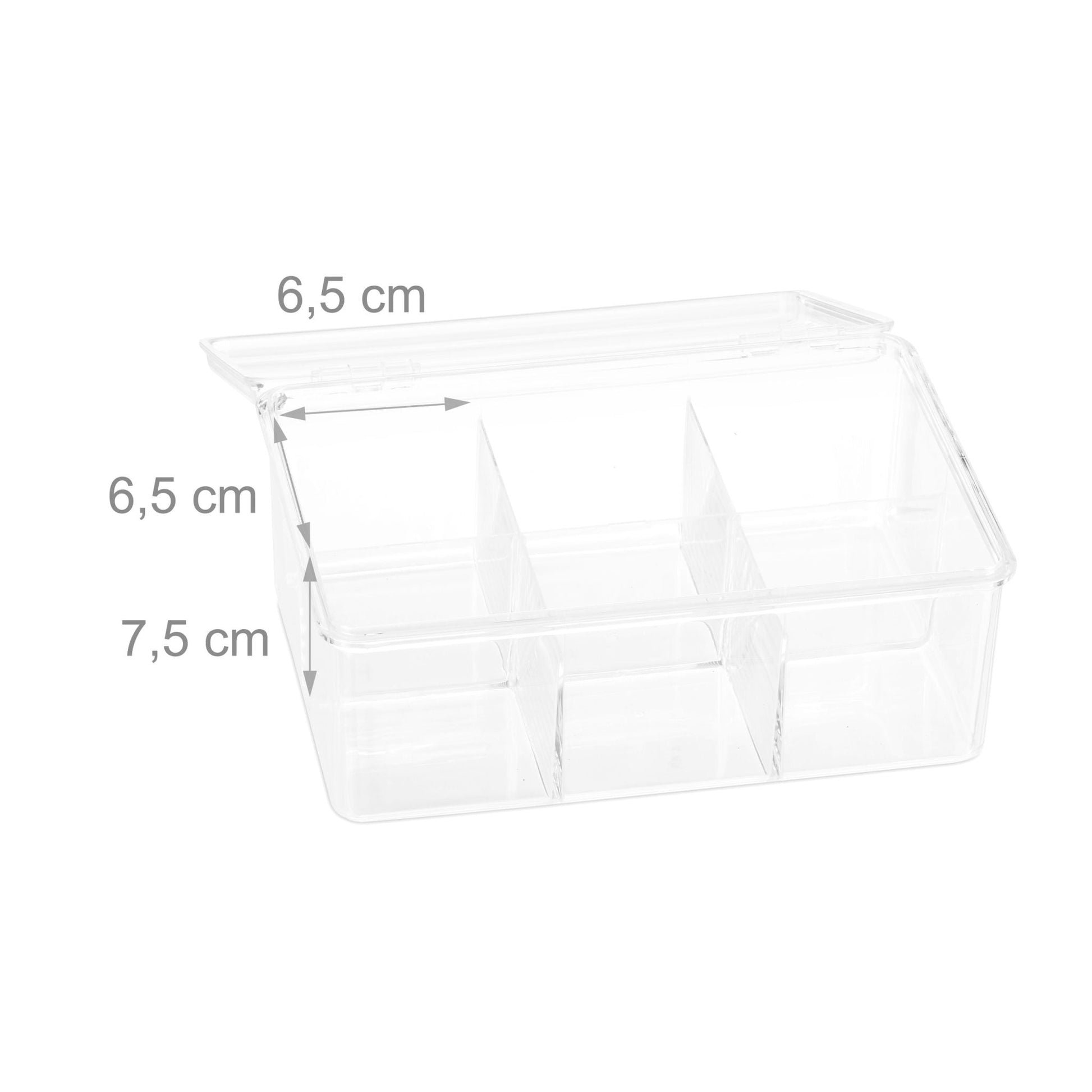 Teebox transparent mit 6 Fächern Transparent von Relaxdays