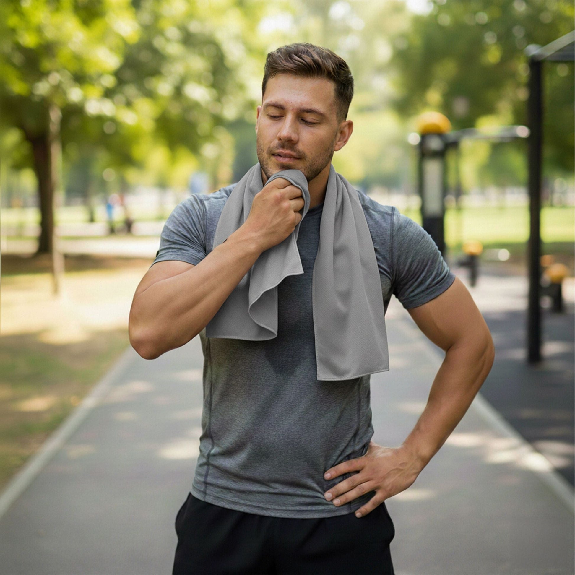Kühlendes Handtuch 2er Pack Transparent-Grau von Relaxdays