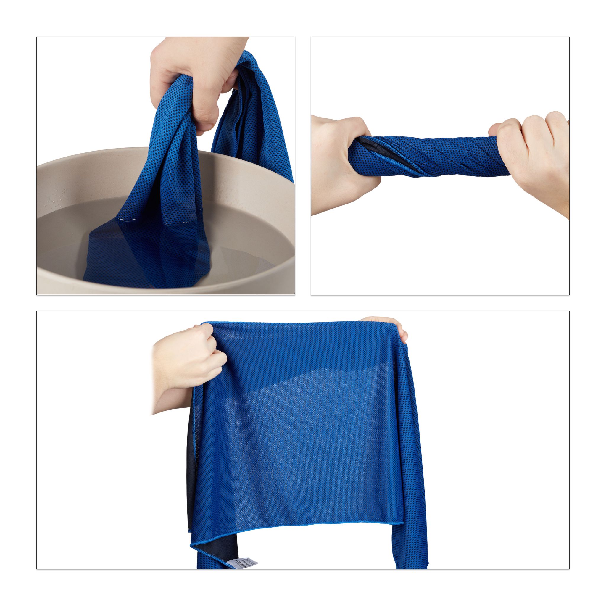 Kühlendes Handtuch 2er Pack Blau-Transparent-Grau von Relaxdays