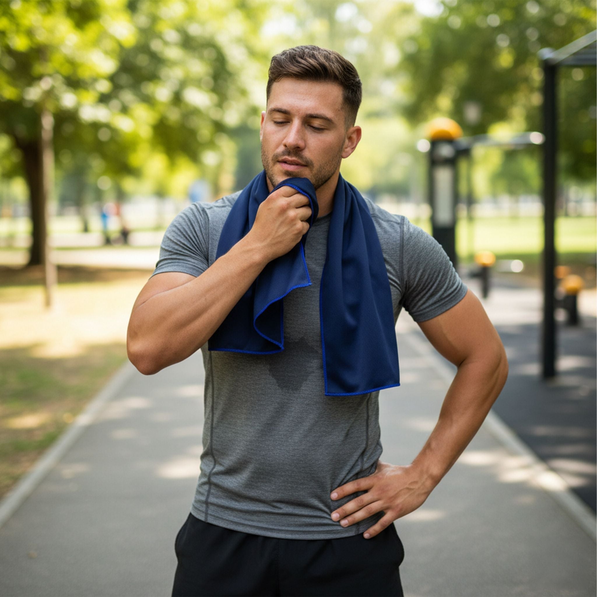 Kühlendes Handtuch 2er Pack Blau-Transparent-Grau von Relaxdays