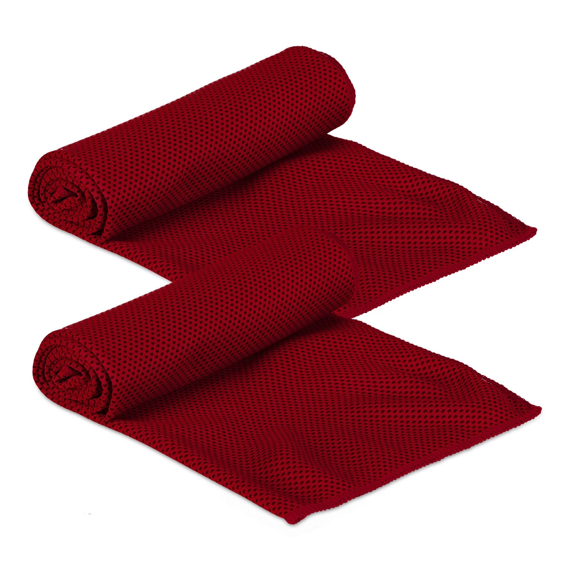 Kühlendes Handtuch 2er Pack Dunkelrot-Transparent-Grau von Relaxdays