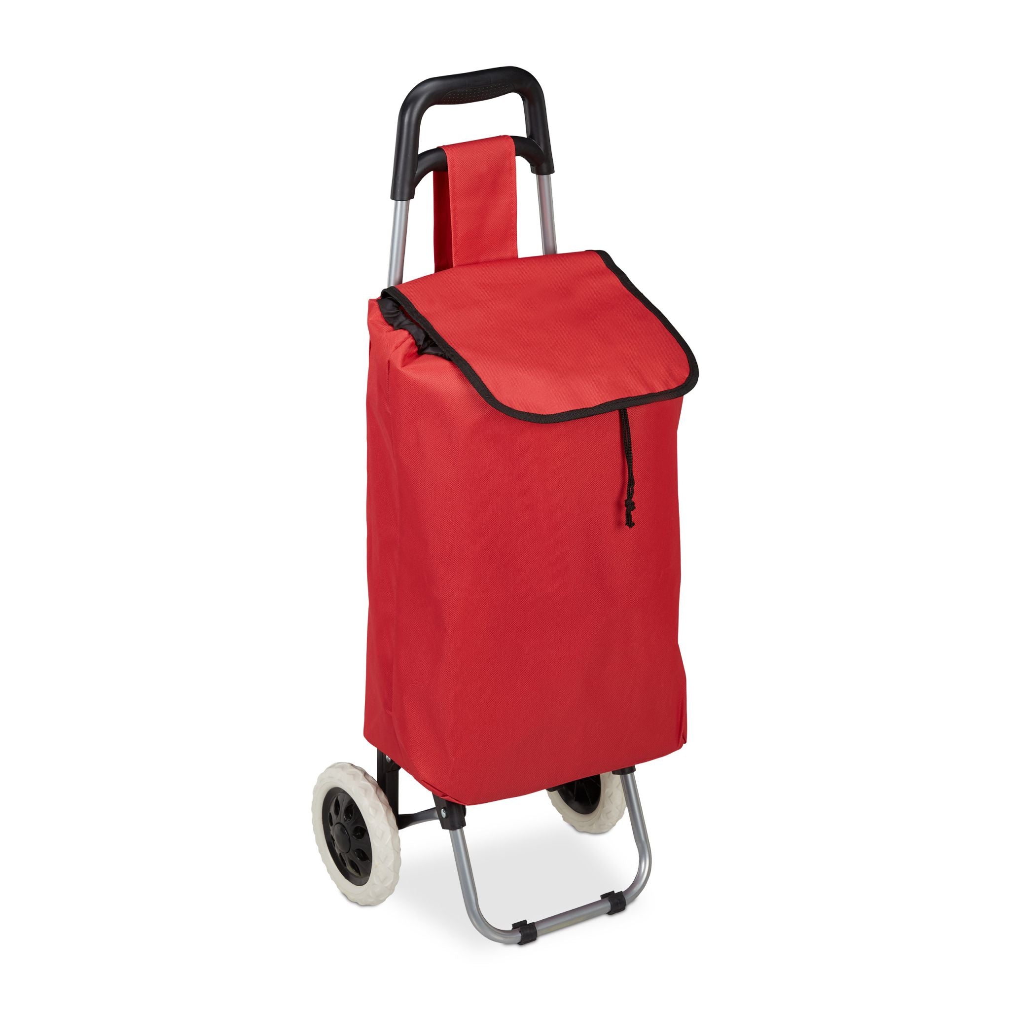 Einkaufstrolley klappbar Rot-Schwarz-Silber von Relaxdays