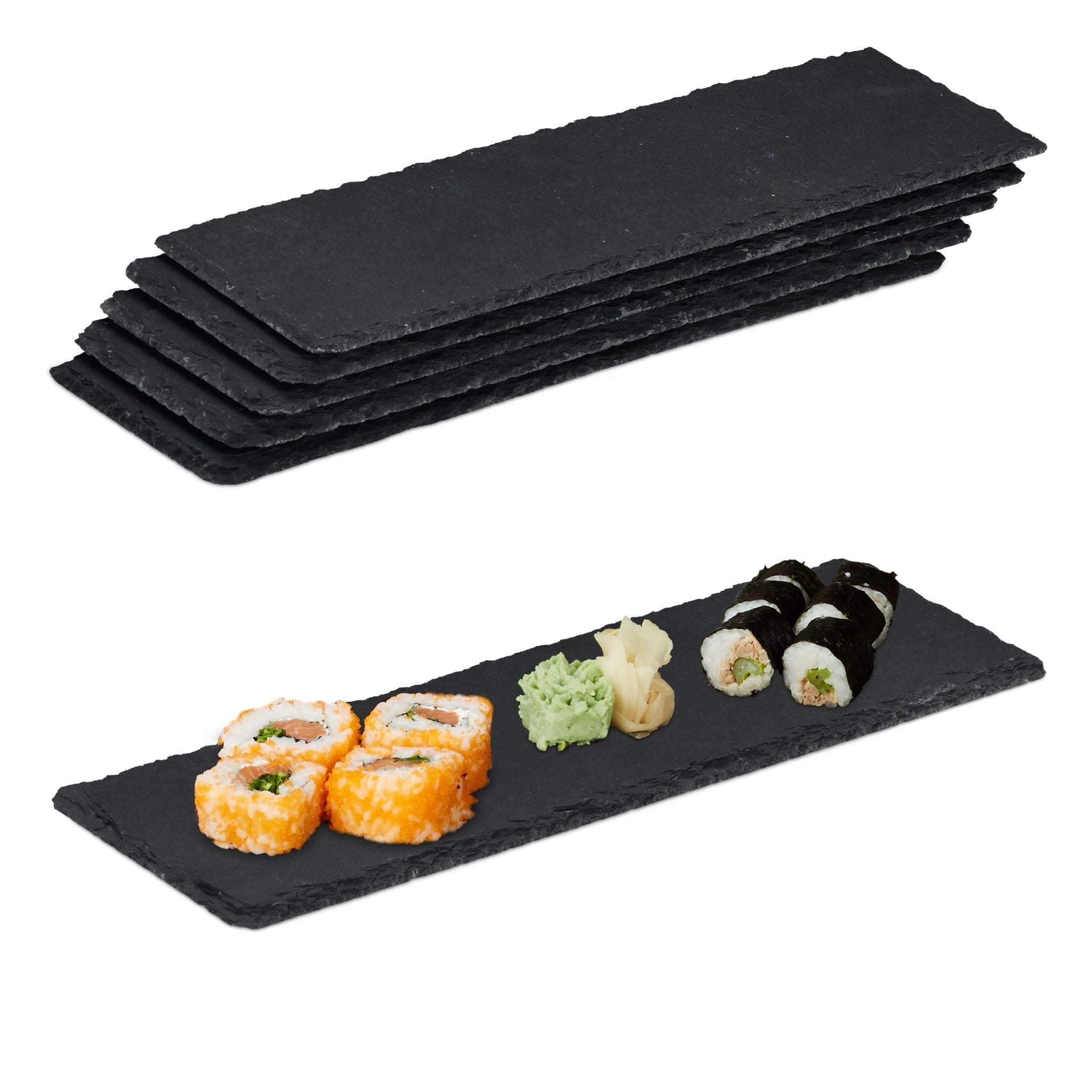 Schieferplatte 30x10cm 6er-Set Anthrazit von Relaxdays