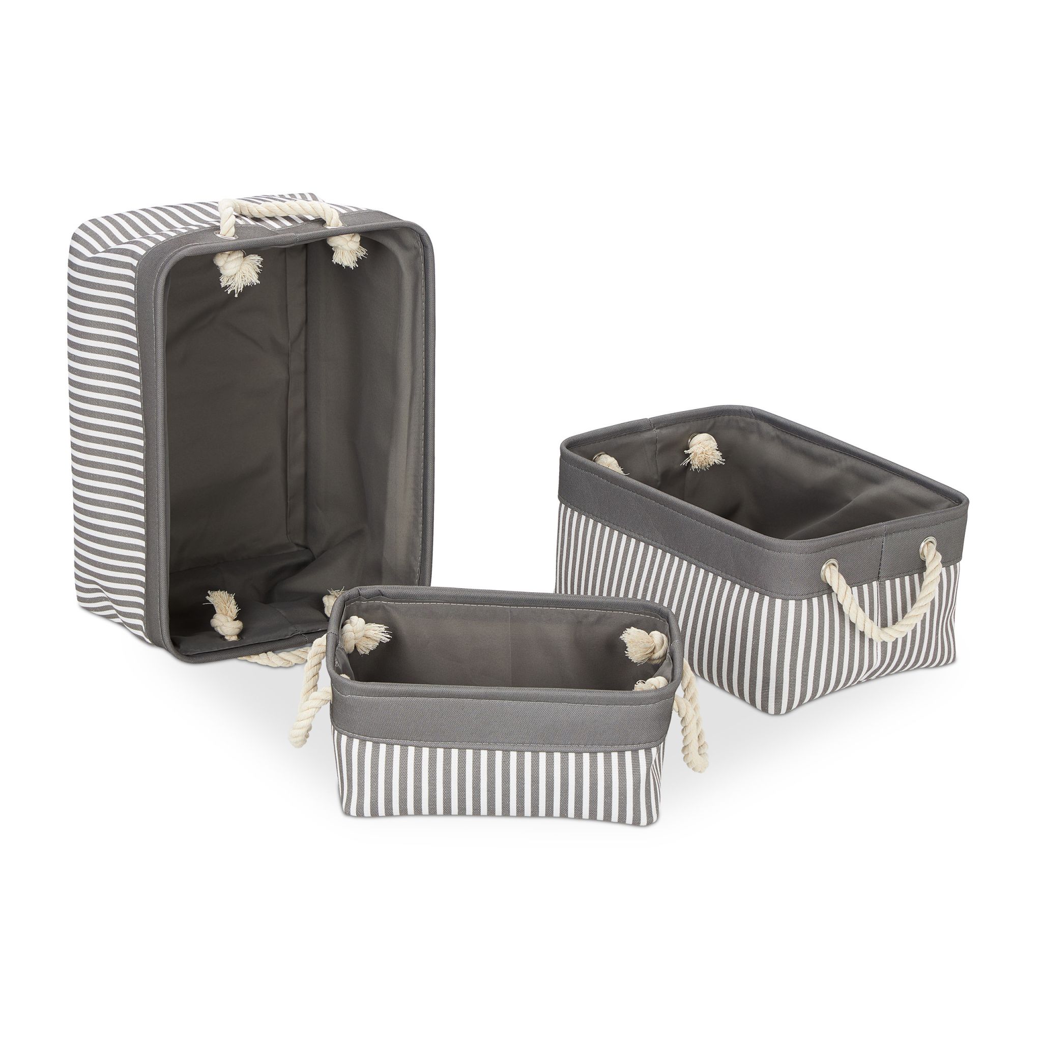 Aufbewahrungskörbe 3 Grössen Set Weiss-Grau von Relaxdays