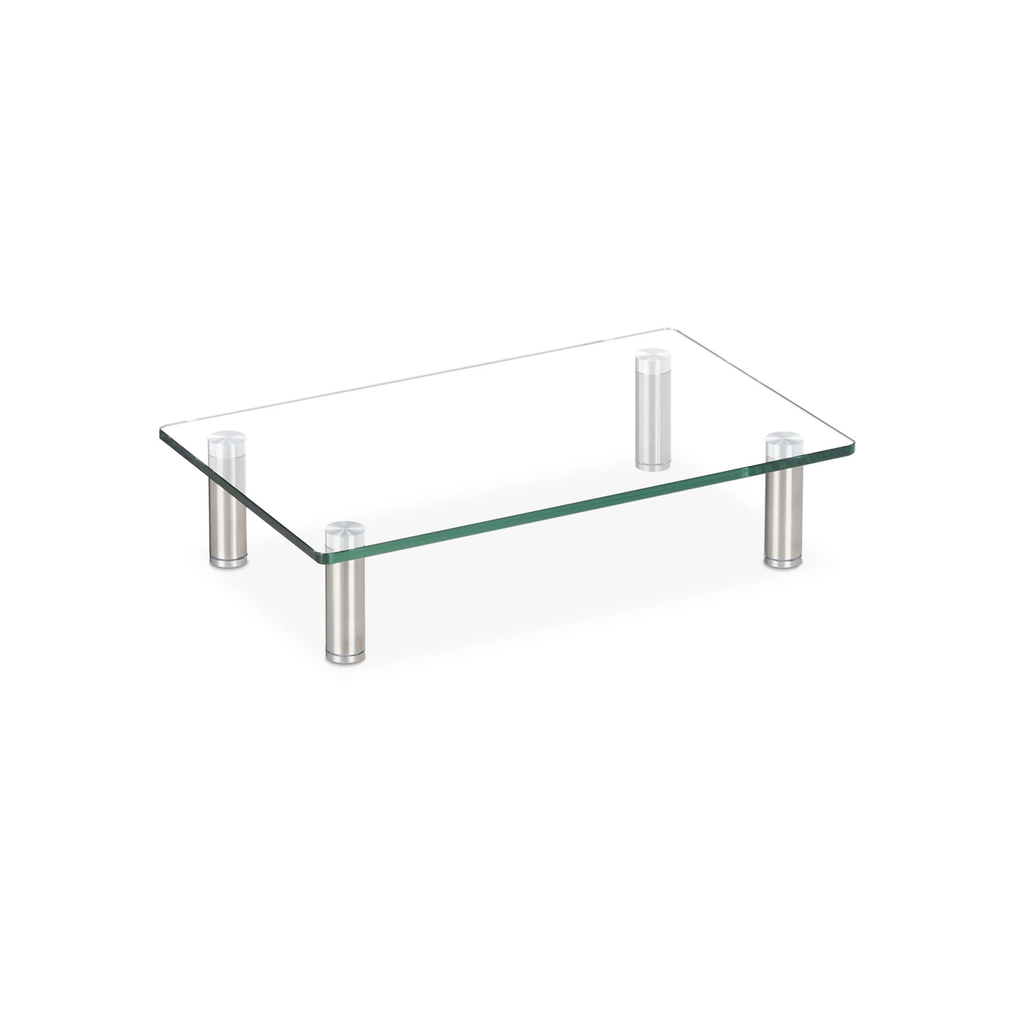 Bildschirmständer Glas Silber-Transparent von Relaxdays