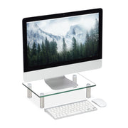 Bildschirmständer Glas Silber-Transparent von Relaxdays