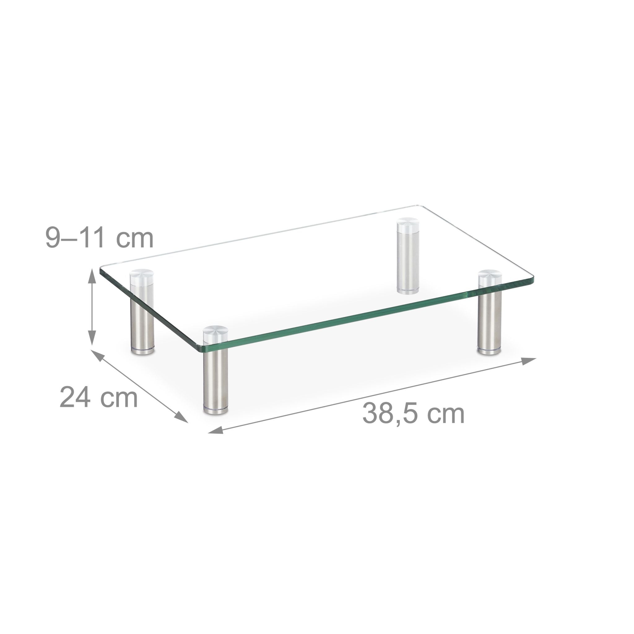 Bildschirmständer Glas Silber-Transparent von Relaxdays