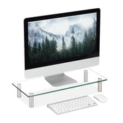 Bildschirmständer Glas Silber-Transparent von Relaxdays