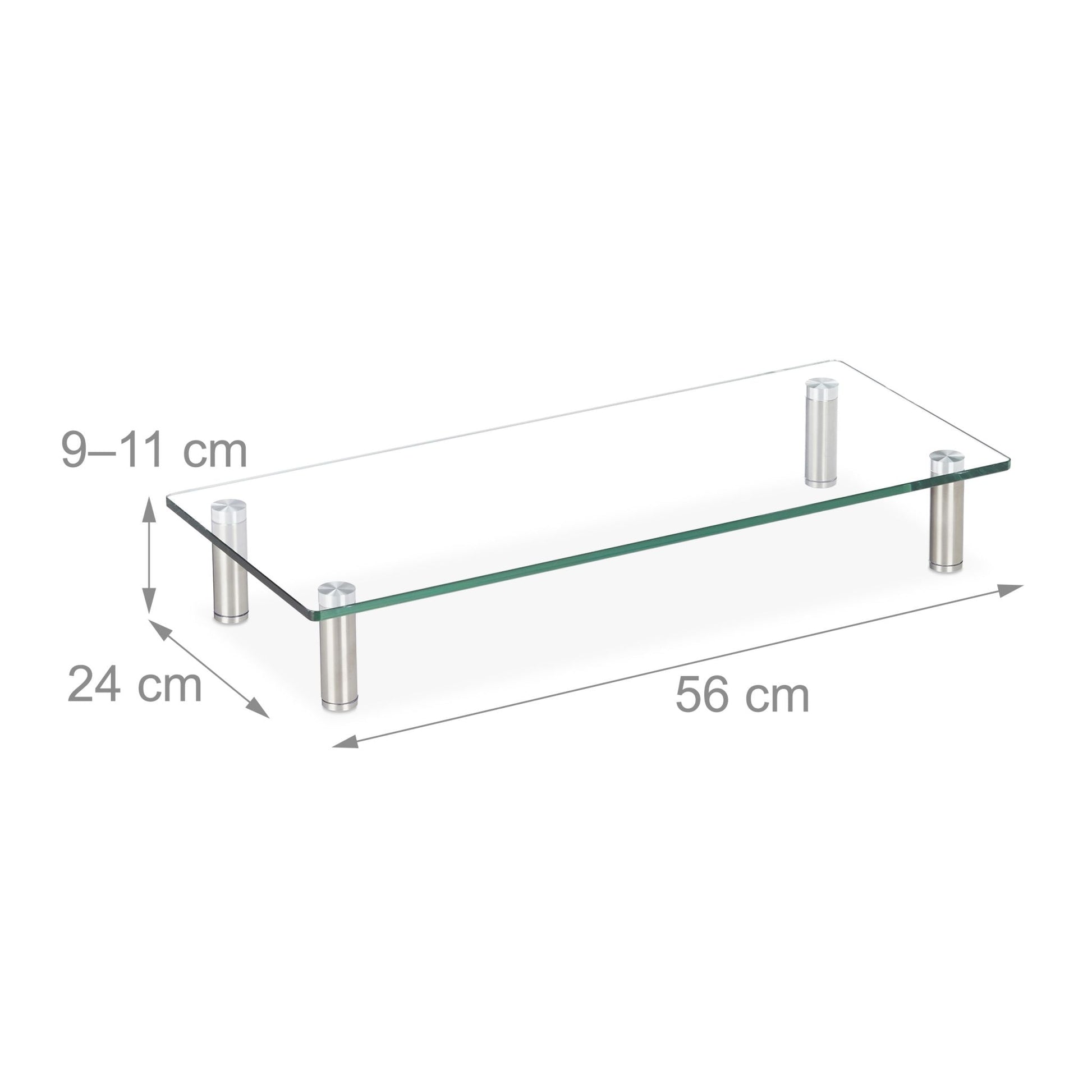 Bildschirmständer Glas Silber-Transparent von Relaxdays