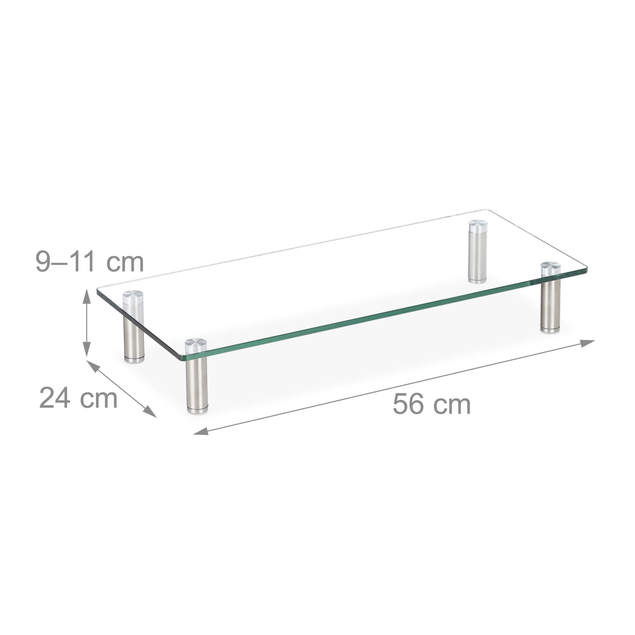 Bildschirmständer Glas Silber-Transparent von Relaxdays